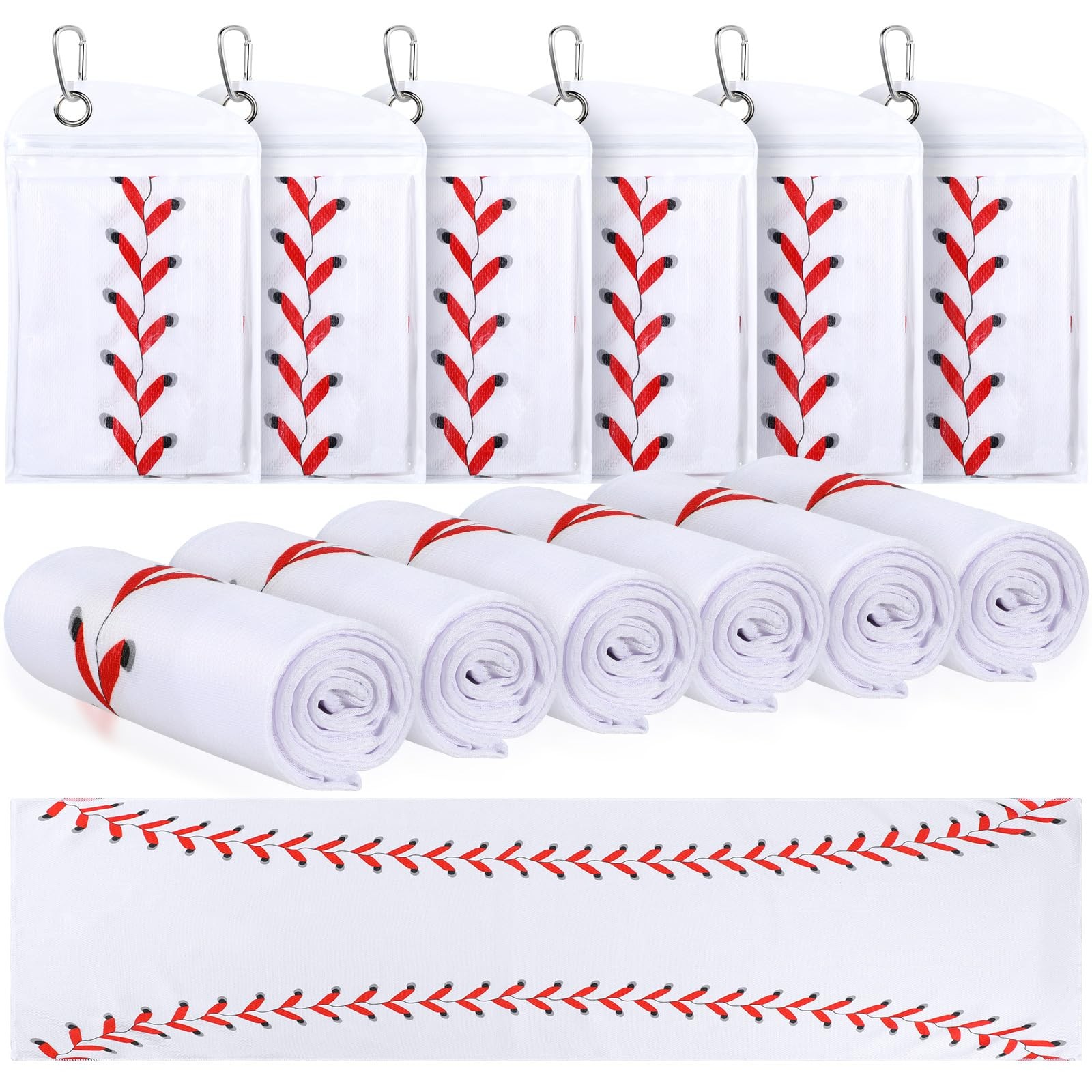 Tegeme 12 Pack Mini Baseball Cooling Towels, 30″x9″ 30″ x 9″, White
