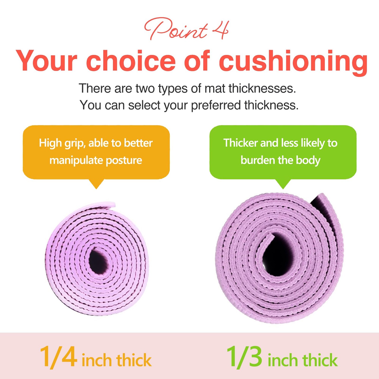 1/4 inch & 1/3 inch Thick Yoga Mat, High-Density Cushioning with Grip-Enhance…