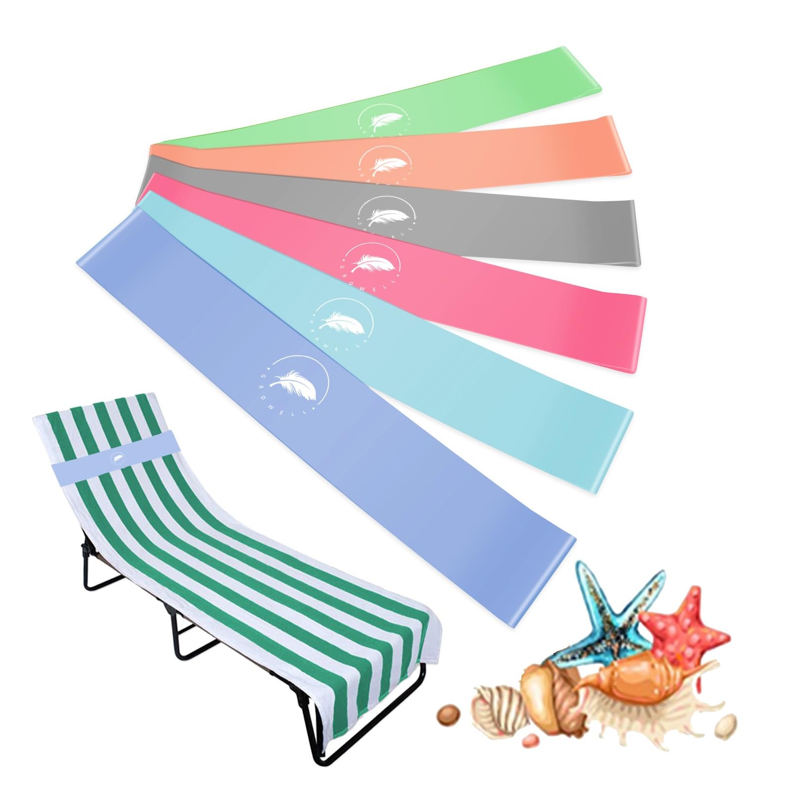 Towel Bands (6 Pack) – Stretch Beach Clips for 12 x 2 inches, B 6mix