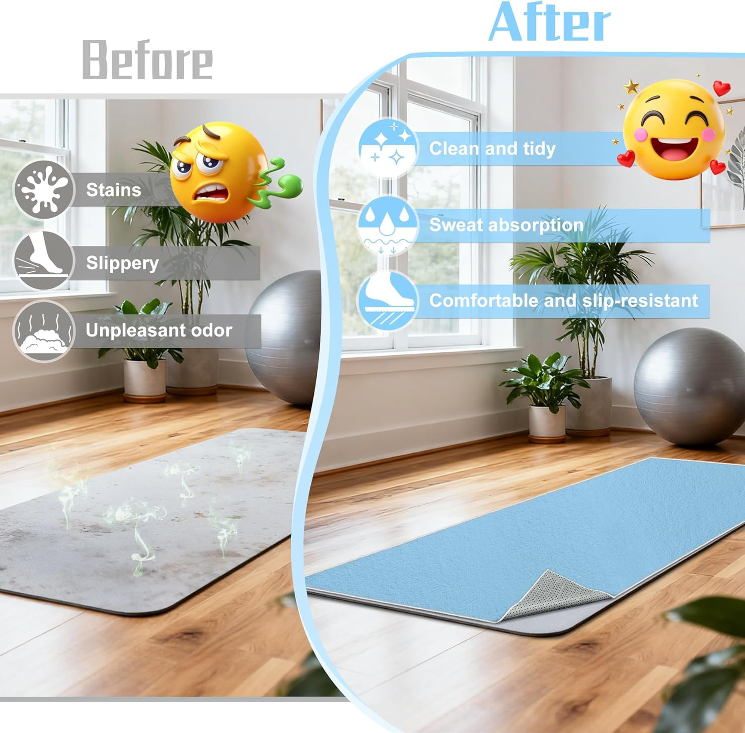 Yoga Towel,Ultra-Absorbent Yoga Mat Towel for Hot Yoga Towel Non Slip,Featuring