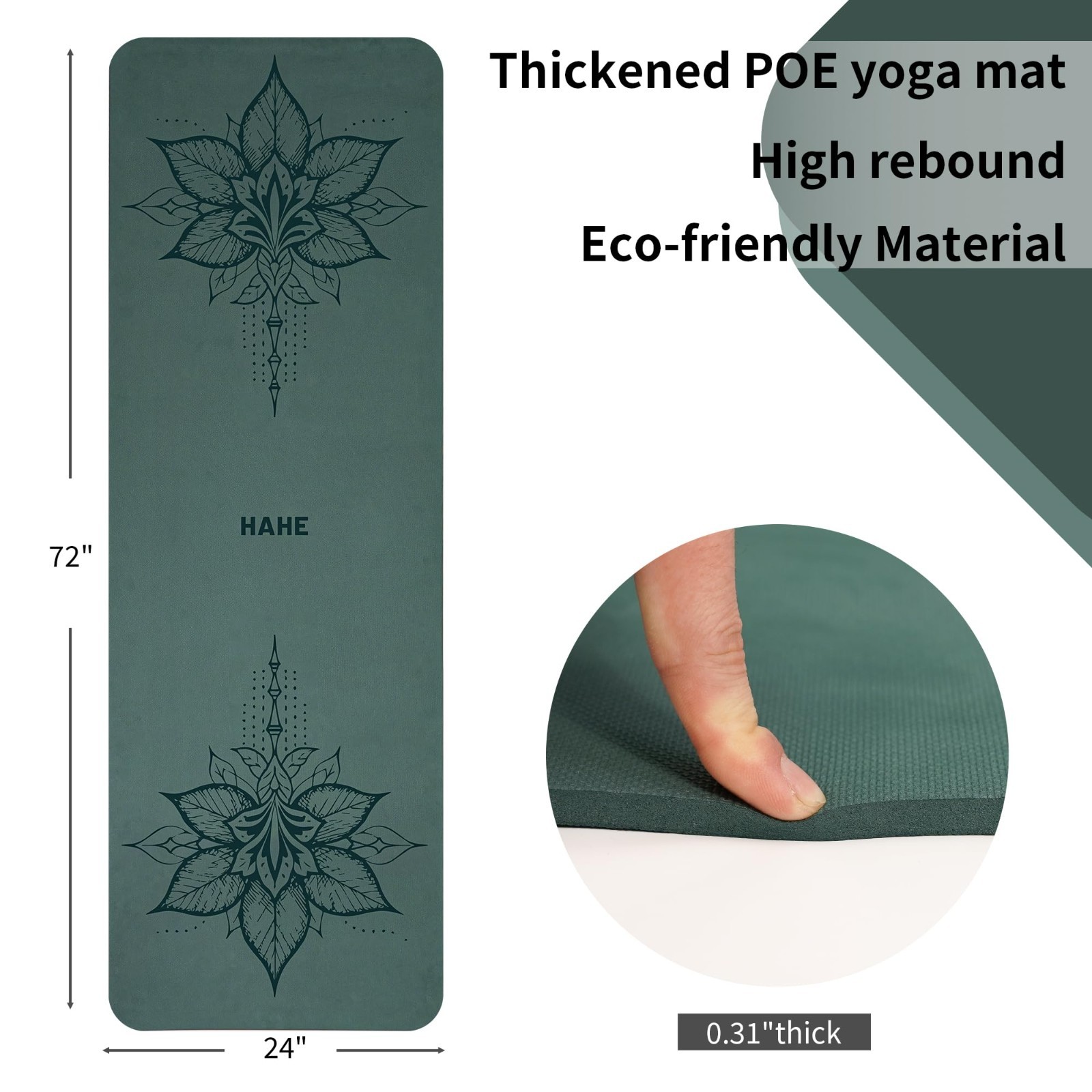 Thick Eco-Friendly Non-Slip Yoga Mat 8MM, High Rebound, Anti-Tear, 72″x24″ with