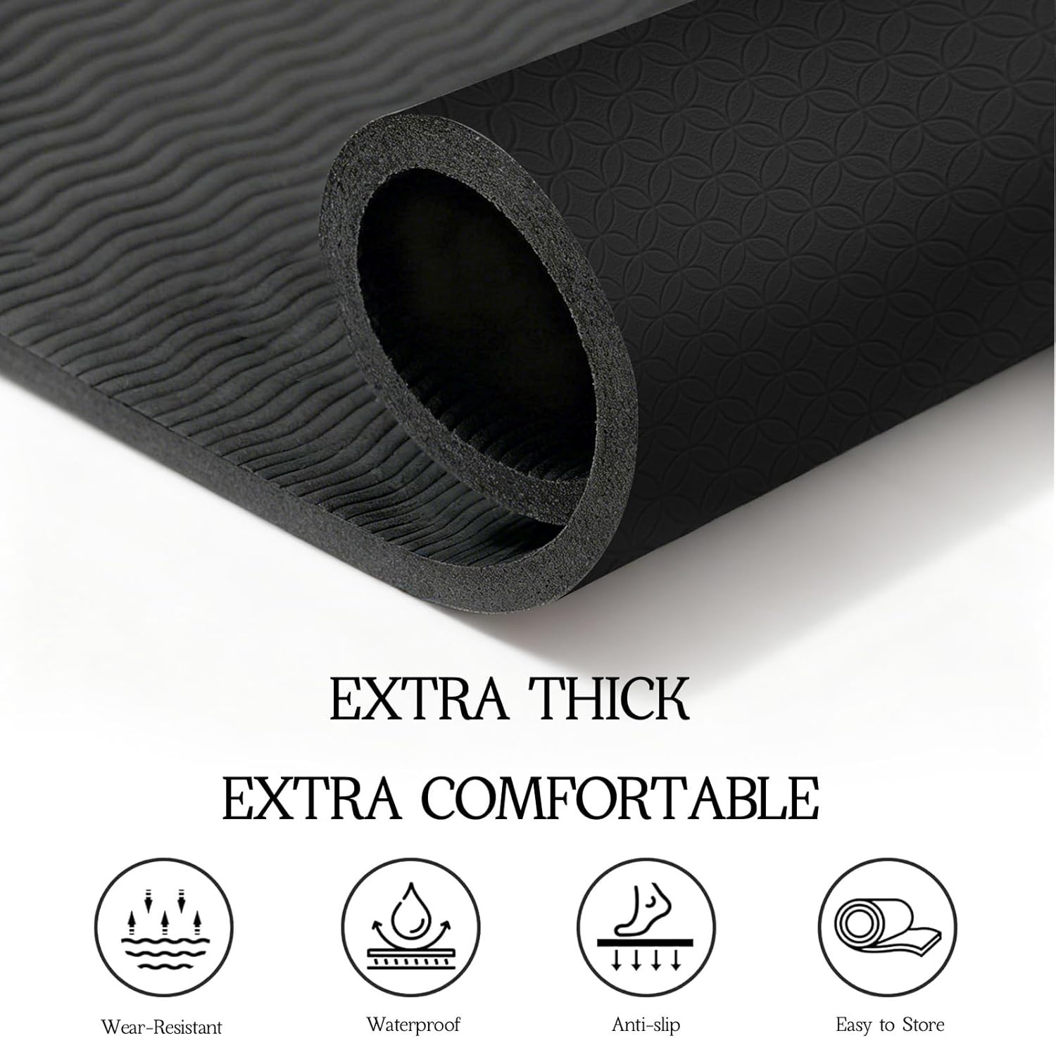 Extra Large Non-Slip Yoga Mat – Thick, Durable for Home Workouts & Pilates
