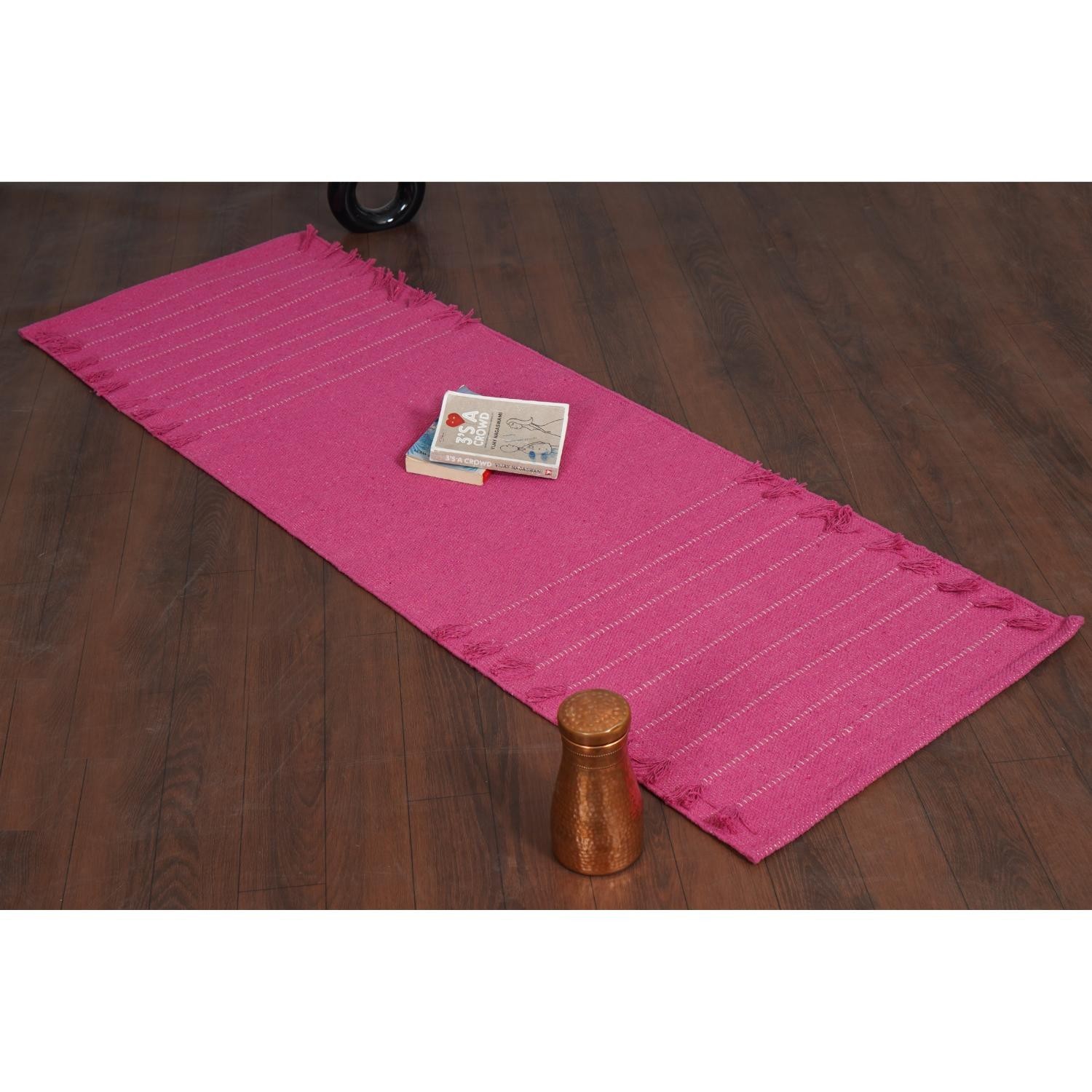 Handwoven Organic Cotton Yoga Mat – Non-Slip Herbal Infusion, 2×6 ft