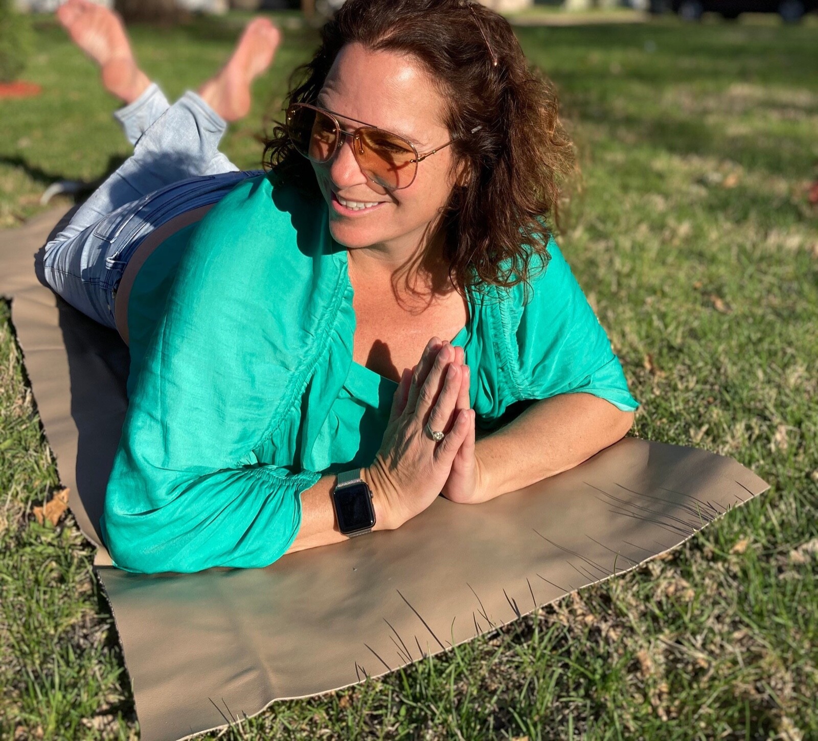 Yoga mat Leather grounding mat approx 24” x 70” hand cut beveled and edges seal