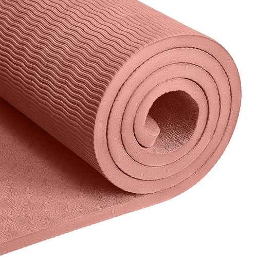 Zuma Yoga Mat | 1/2 Inch Thick Non Slip Workout Mat | TPE Exercise Mat Rose