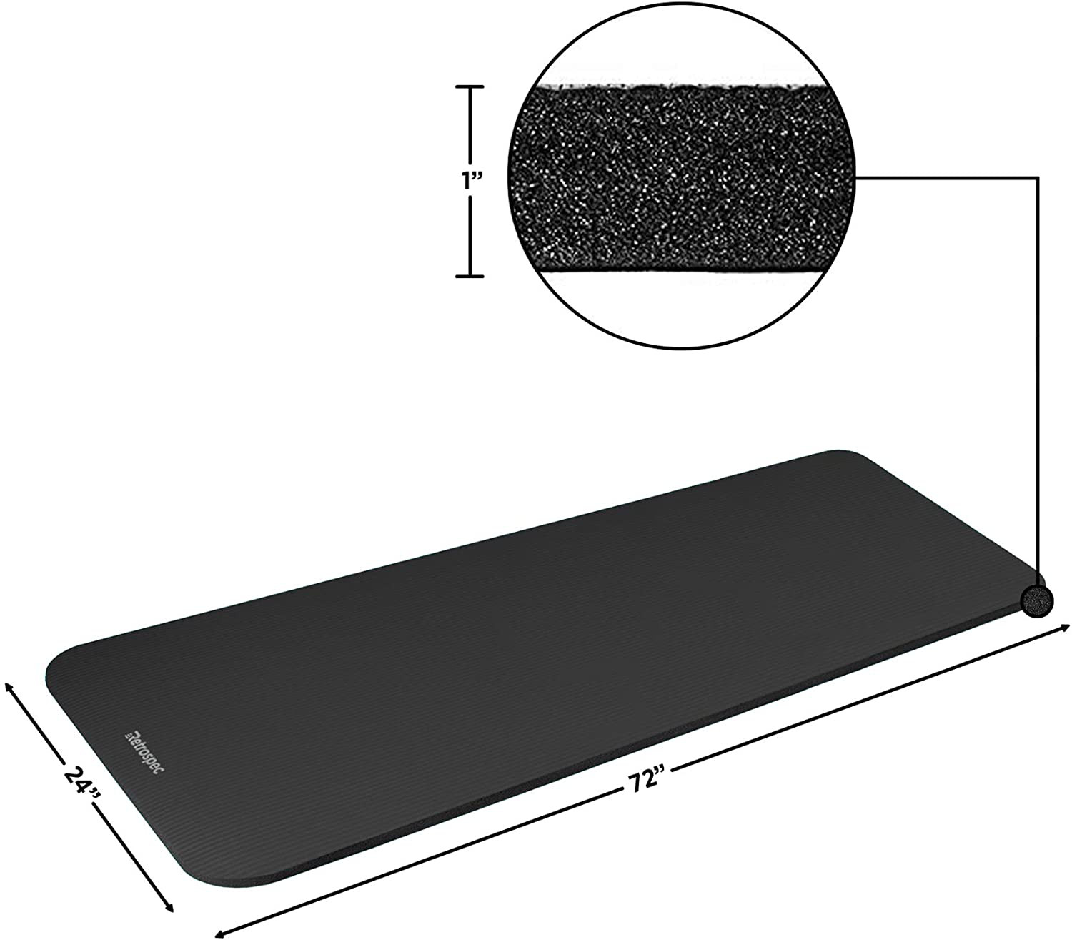 Retrospec Solana Yoga Mat 1/2″ & 1″ Thick w/ Nylon Strap for Men & Women – Non S