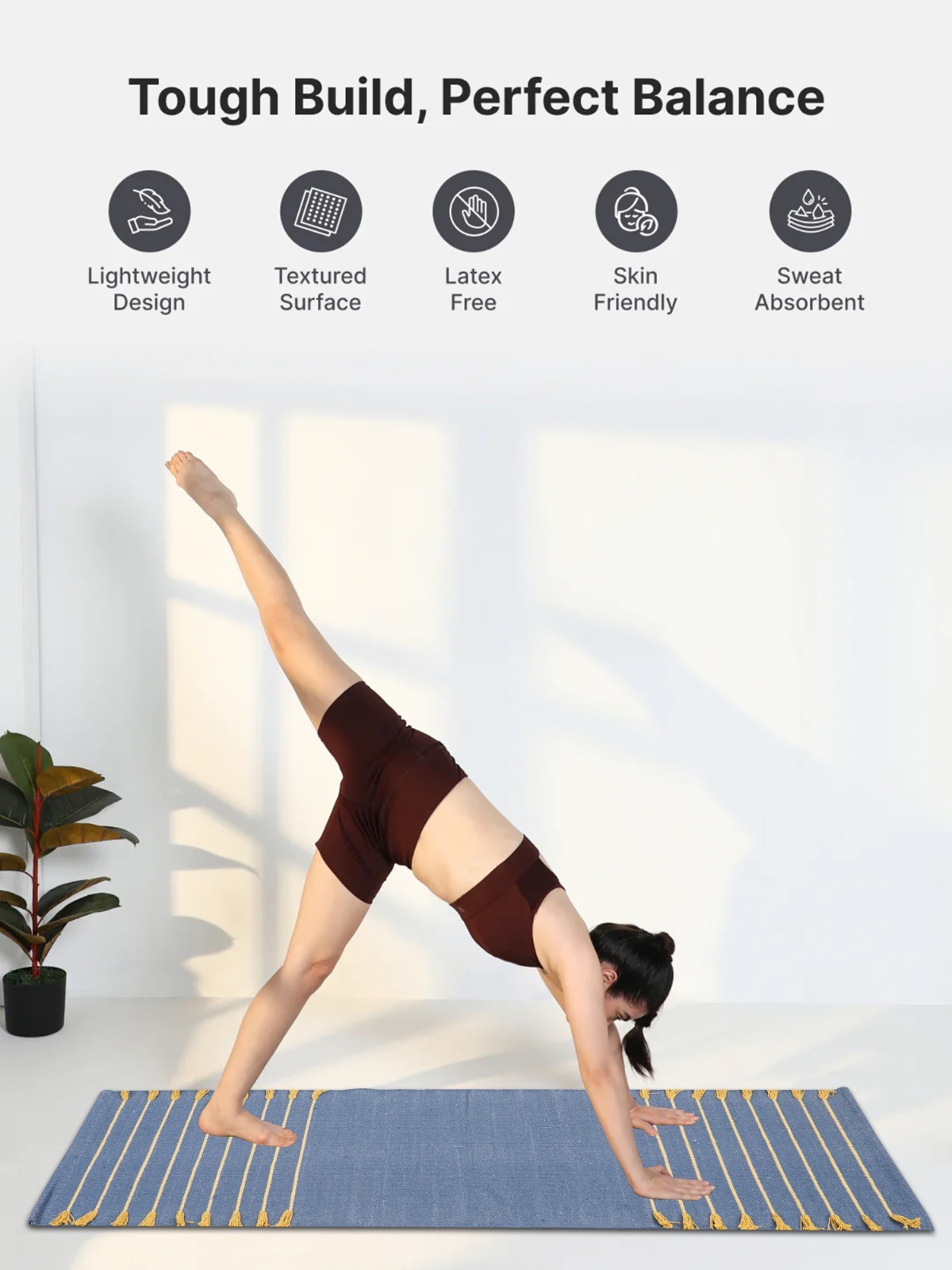 Yoga Mat Thick Non Slip Cotton Exercise Workout Mat Pilates Rug 2×6 FT