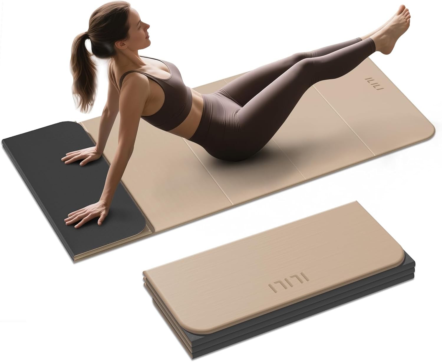 Foldable Yoga Mat, 10mm Thick, TPE Material, Extra Long 75″L x 26″W, Soft and…