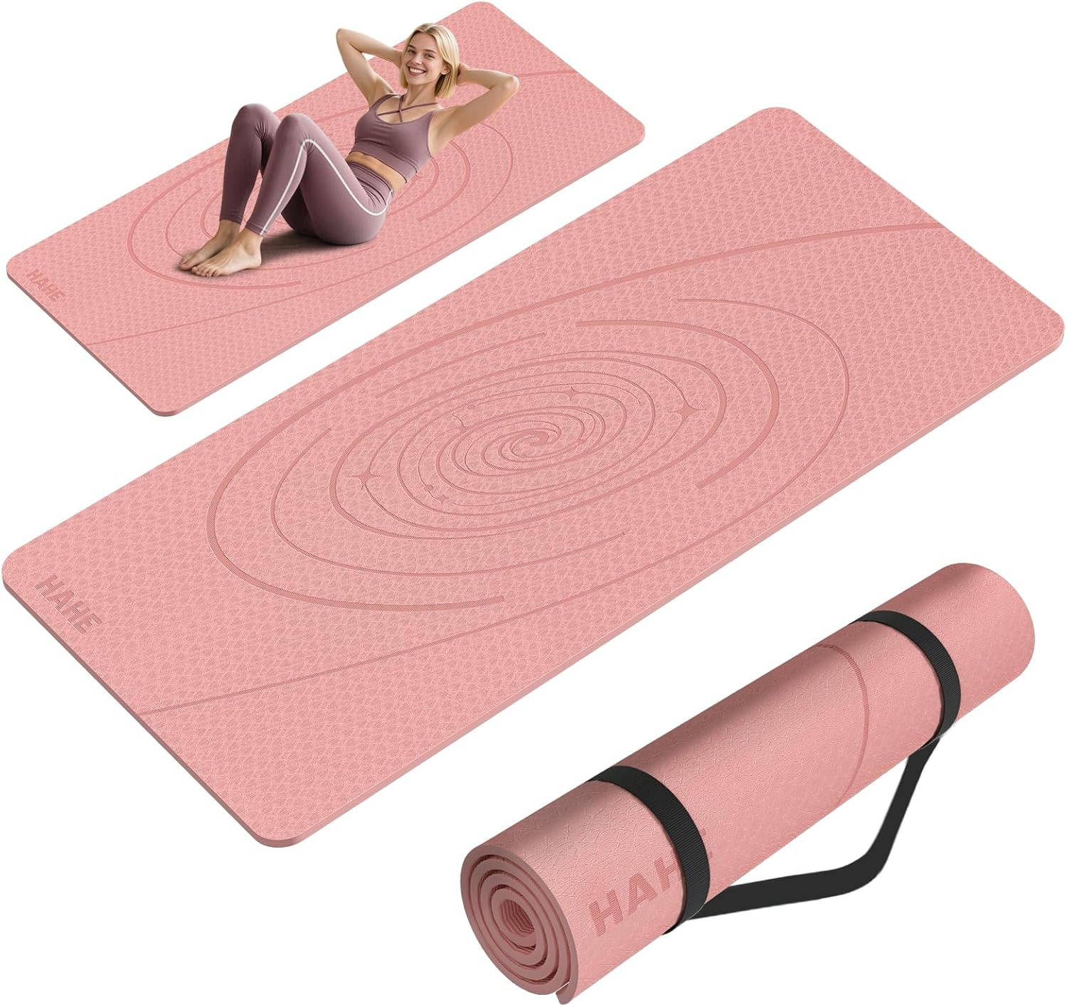Large Yoga Mat Thick, 76″X32″X0.31″Wide POE Exercise Mat with Non-Slip Surface &