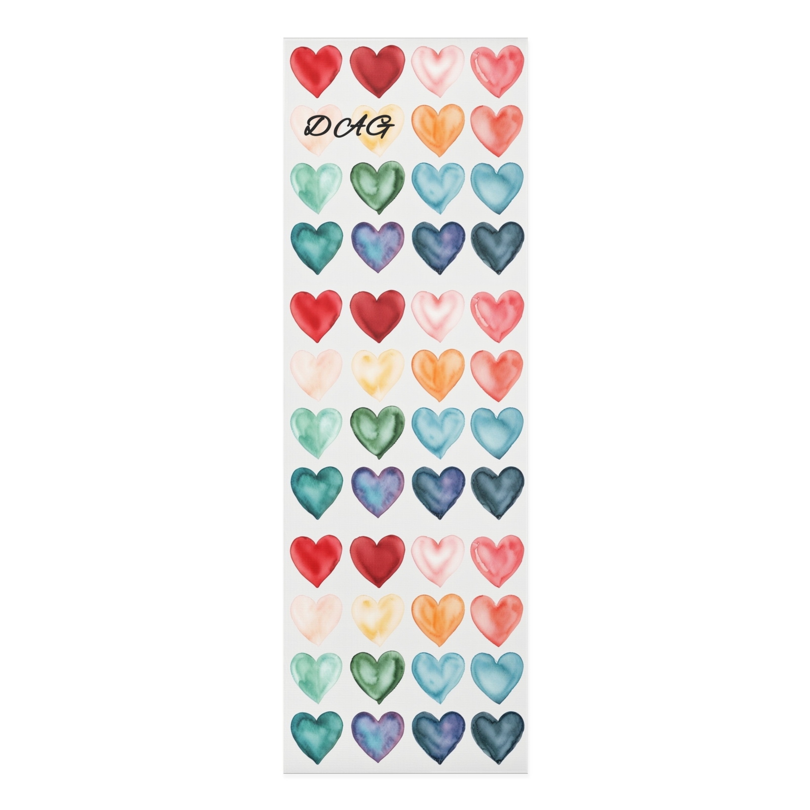 Personalized Yoga Mat, Watercolor hearts, Pilates, Gym, Exercise Equipment,