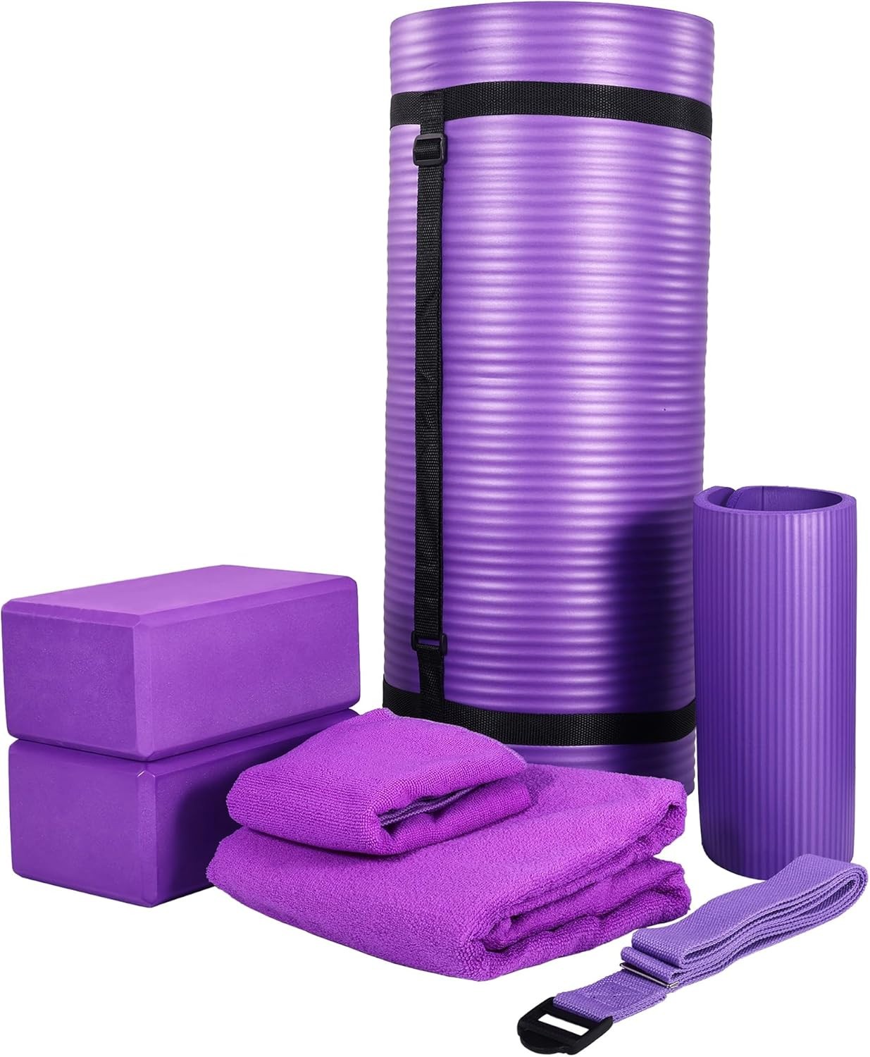Balancefrom 7Pc Yoga Set 71x24x1″ Mat w/ Sling