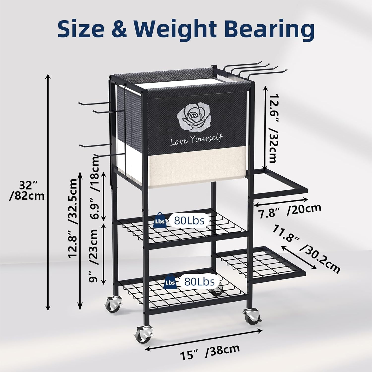 Yoga Mat and Workout Accessories Storage Rack on Wheels for Home Gym