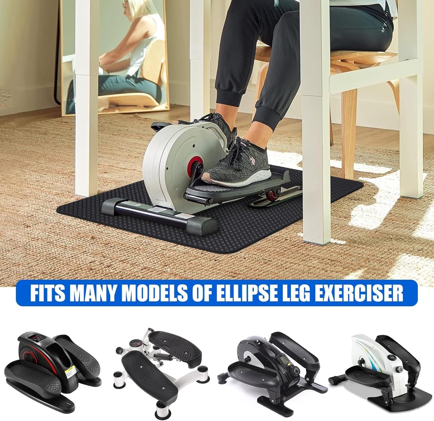 Stability & Protection: Double-Sided Exercise Mat for Under Desk Ellipticals