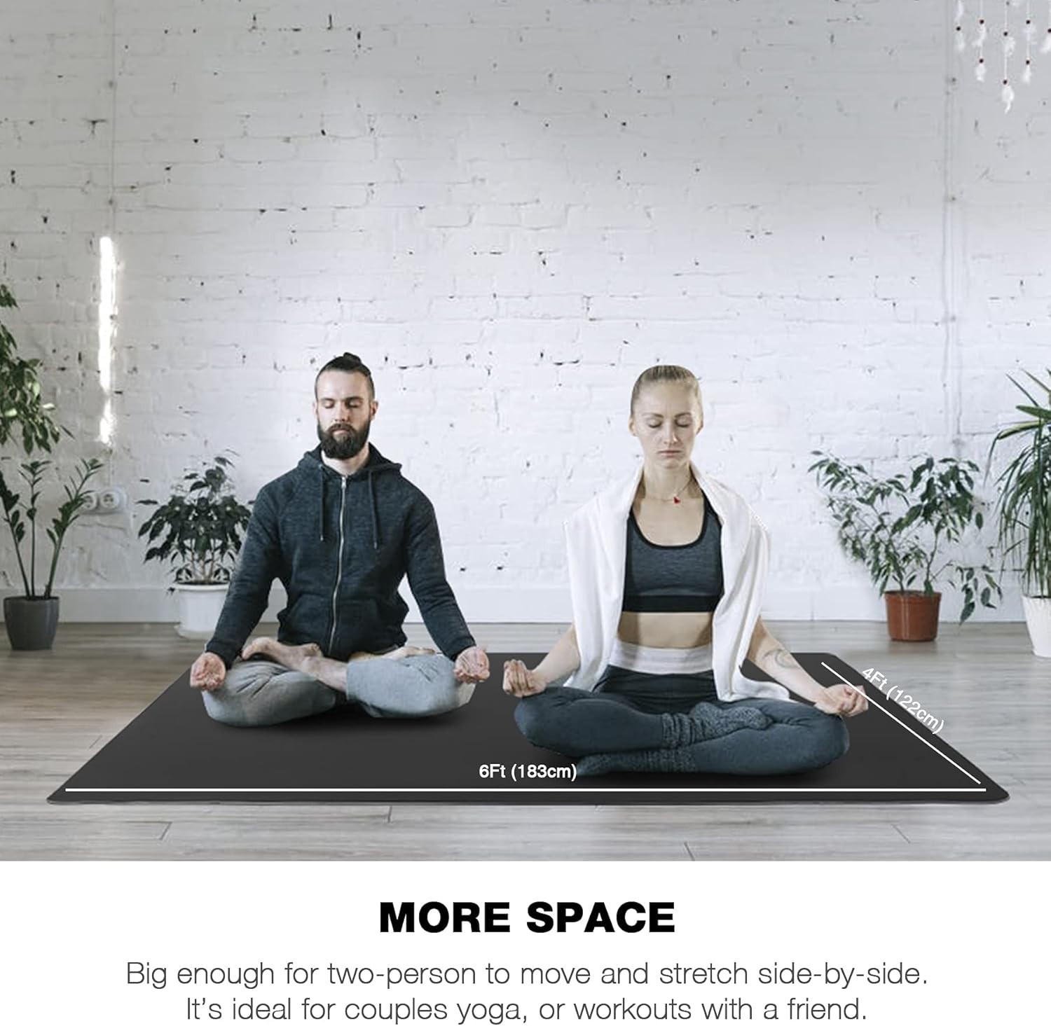 Large TPE Yoga Mat – 6’x4′ Double-Sided Non-Slip Exercise Mat for All Workouts