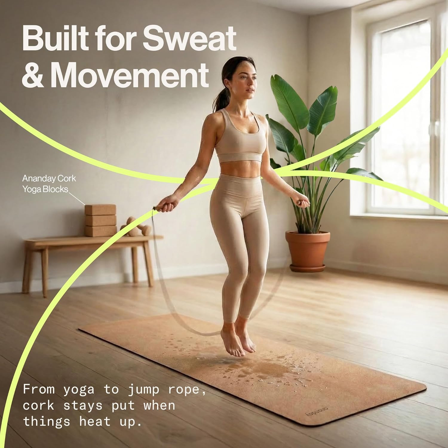 Ananday Premium Cork Yoga Mat – Sustainable, Non-Toxic & Pvc-Free, Non-Slip, Per