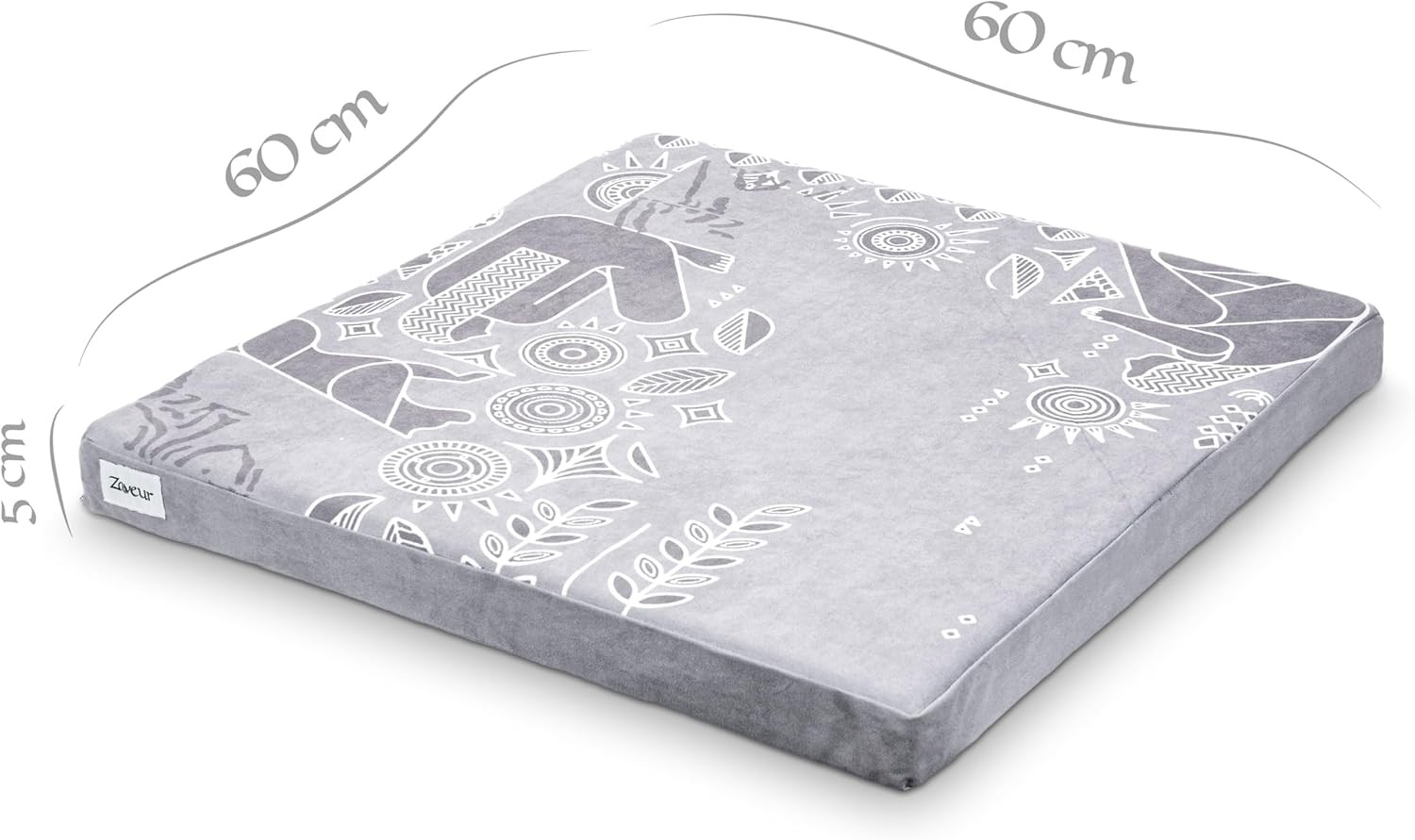 Royal Court Meditation Mat With Velvet Cover – 24″ x 24″ Square Zabuton Thick