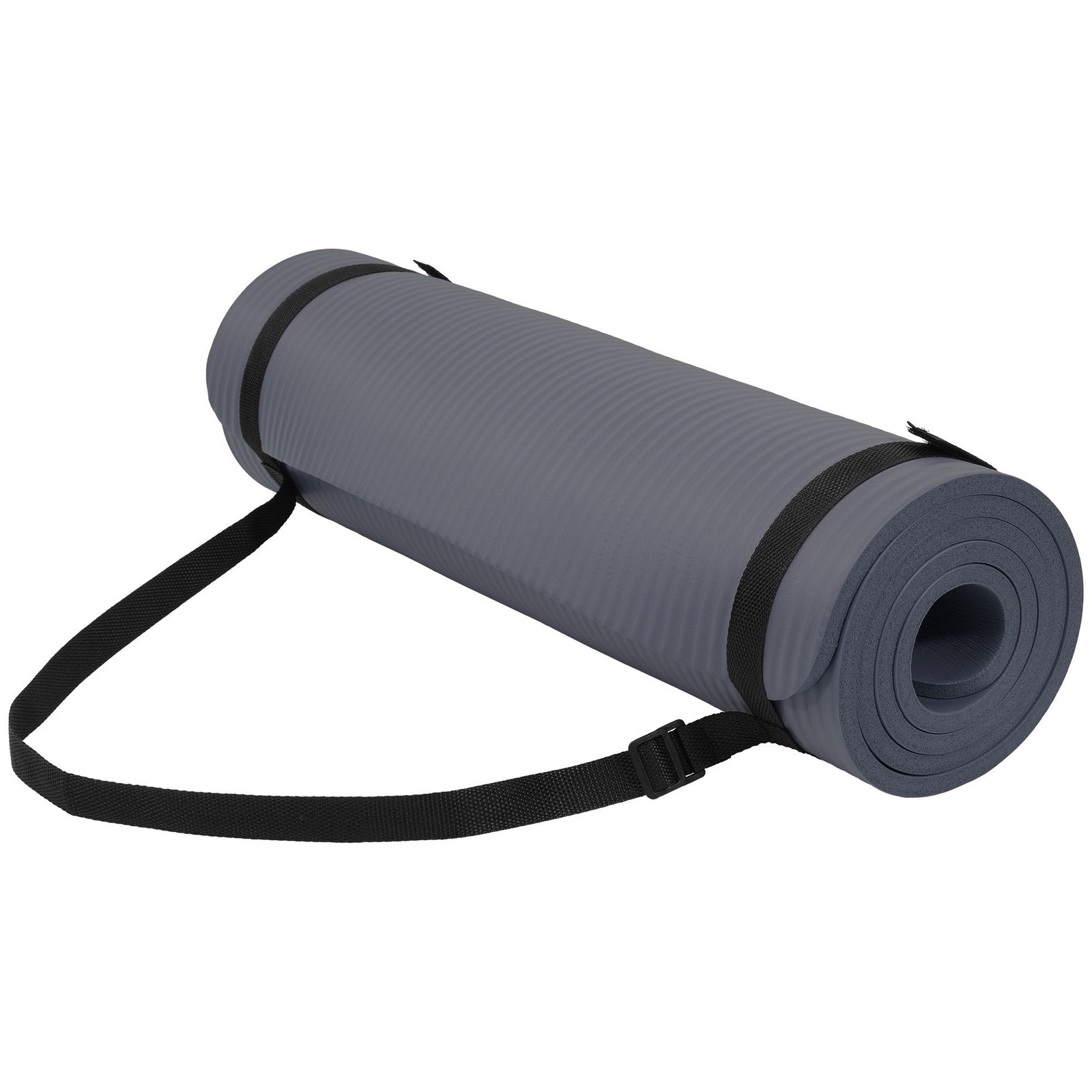 Fitvids 1/2″ Thick High Density Exercise Yoga Mat, Carrying Strap, Graphite