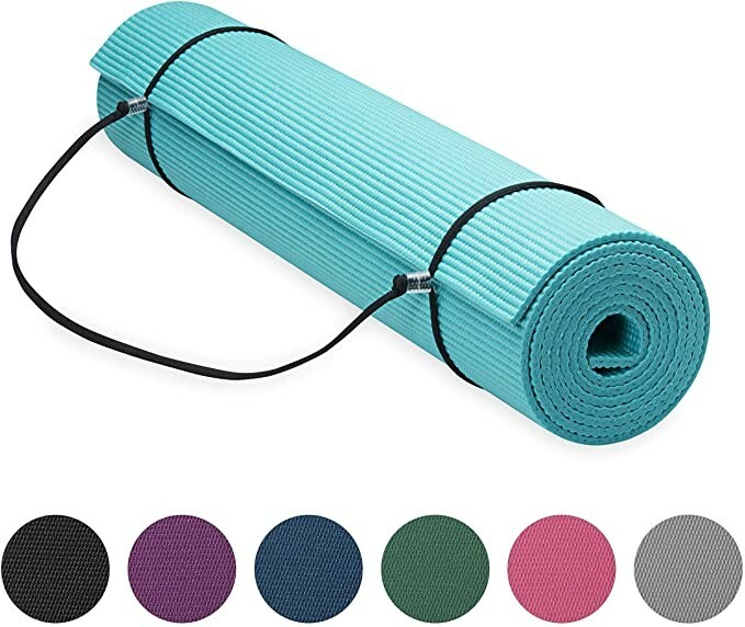 Gaiam Essentials Premium Yoga Mat with Yoga Mat Carrier Sling (72″L x 24″W x 1/4