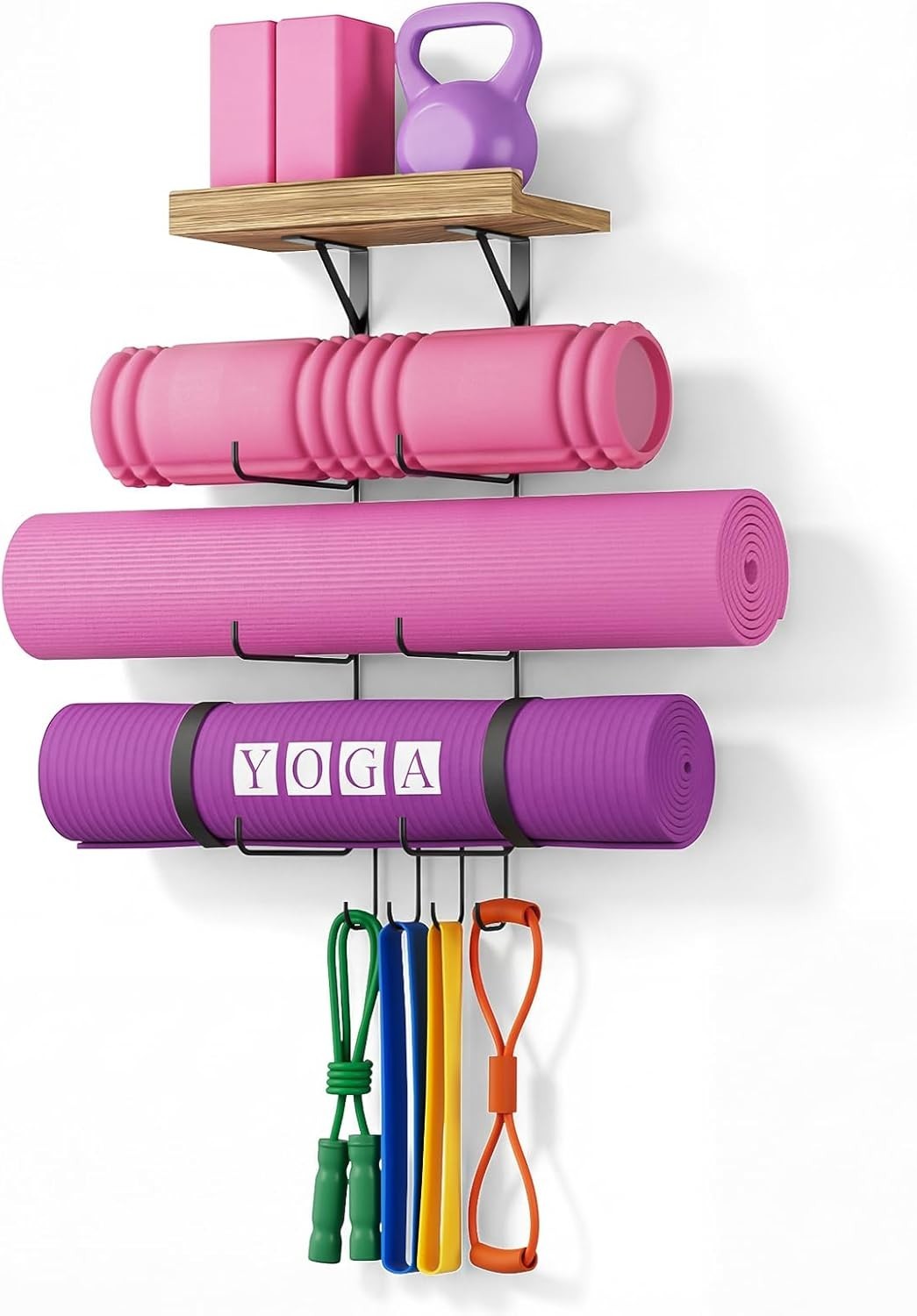 Wall Mount Yoga Mat Storage & Home Gym Organizer