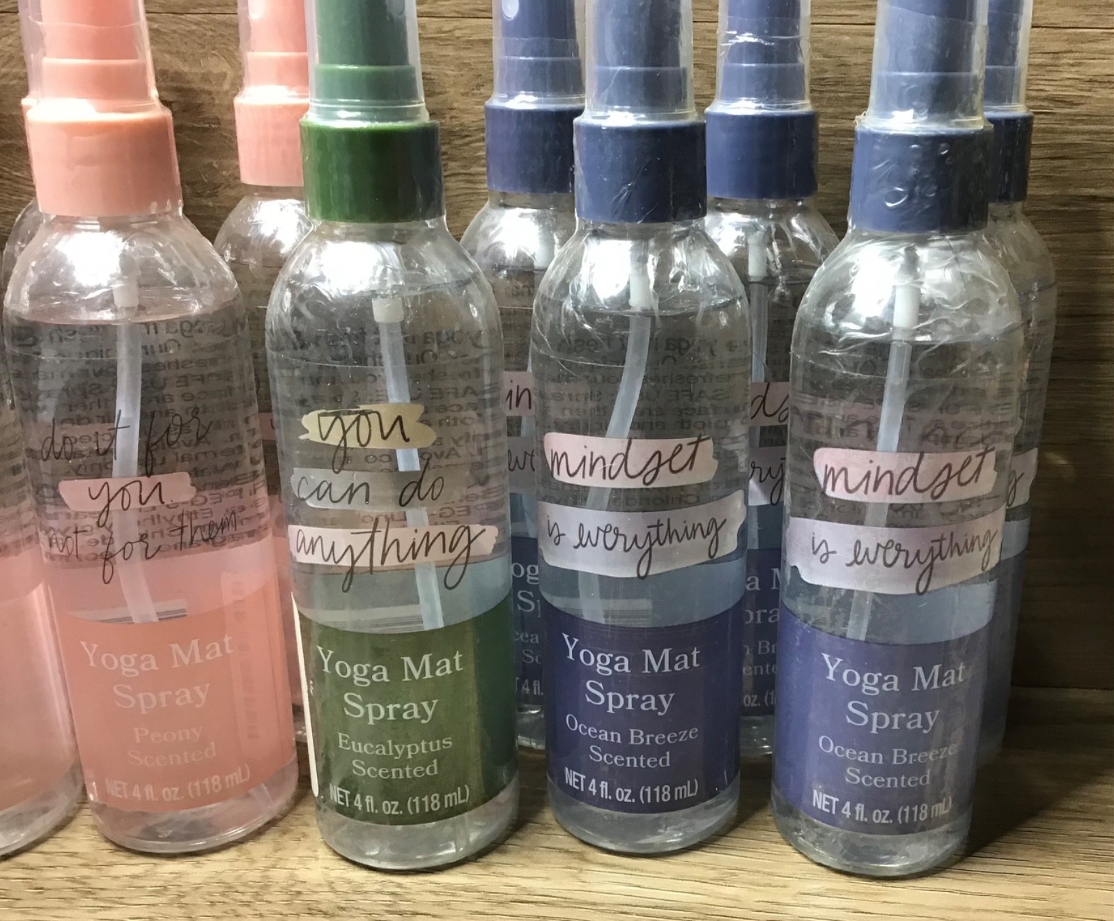 11 Yoga Mat Spray Cleaner Freshener Ocean Breeze & Peony Scented 4 fl oz ea