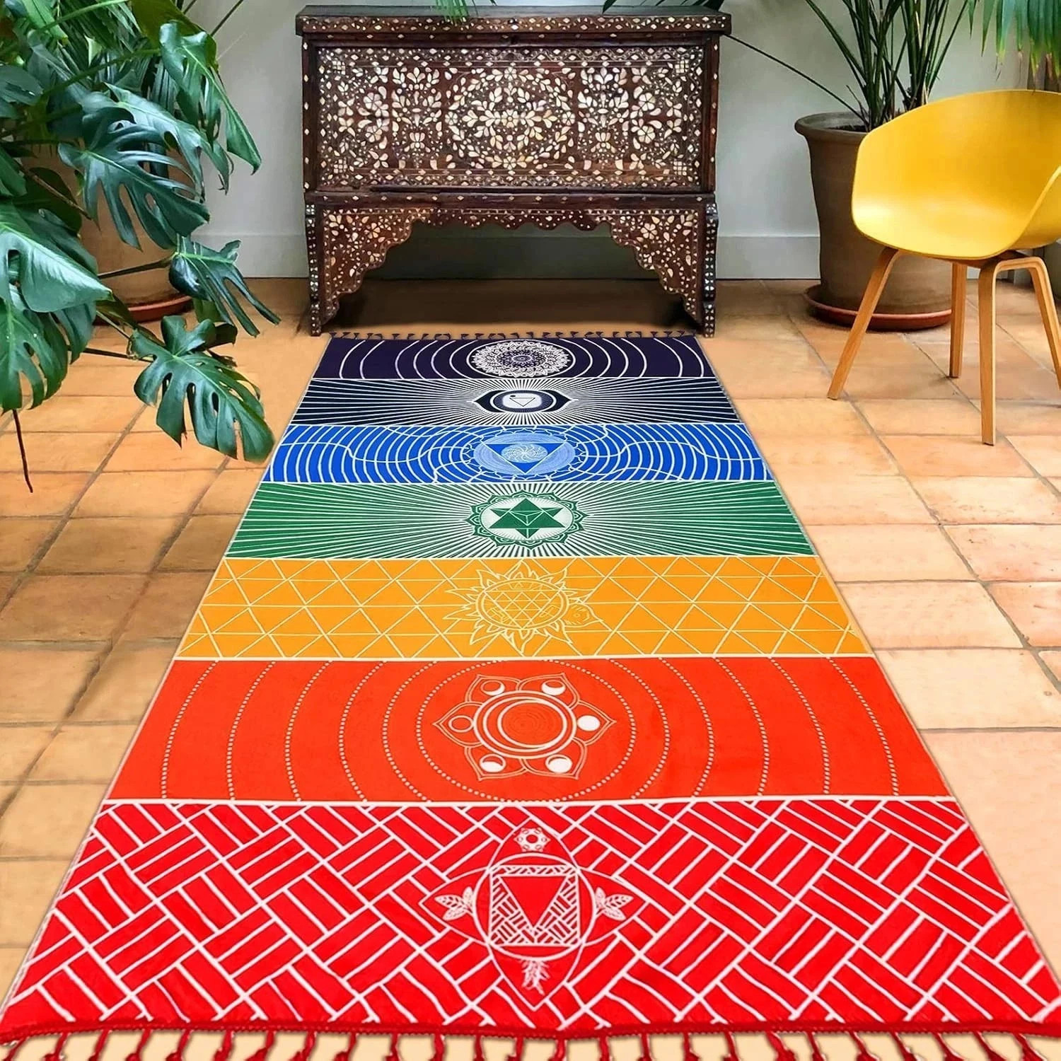Chakra Yoga Mat Meditation Rug Beach Towels Sunscreen Shawl Spiritual Reiki Chak
