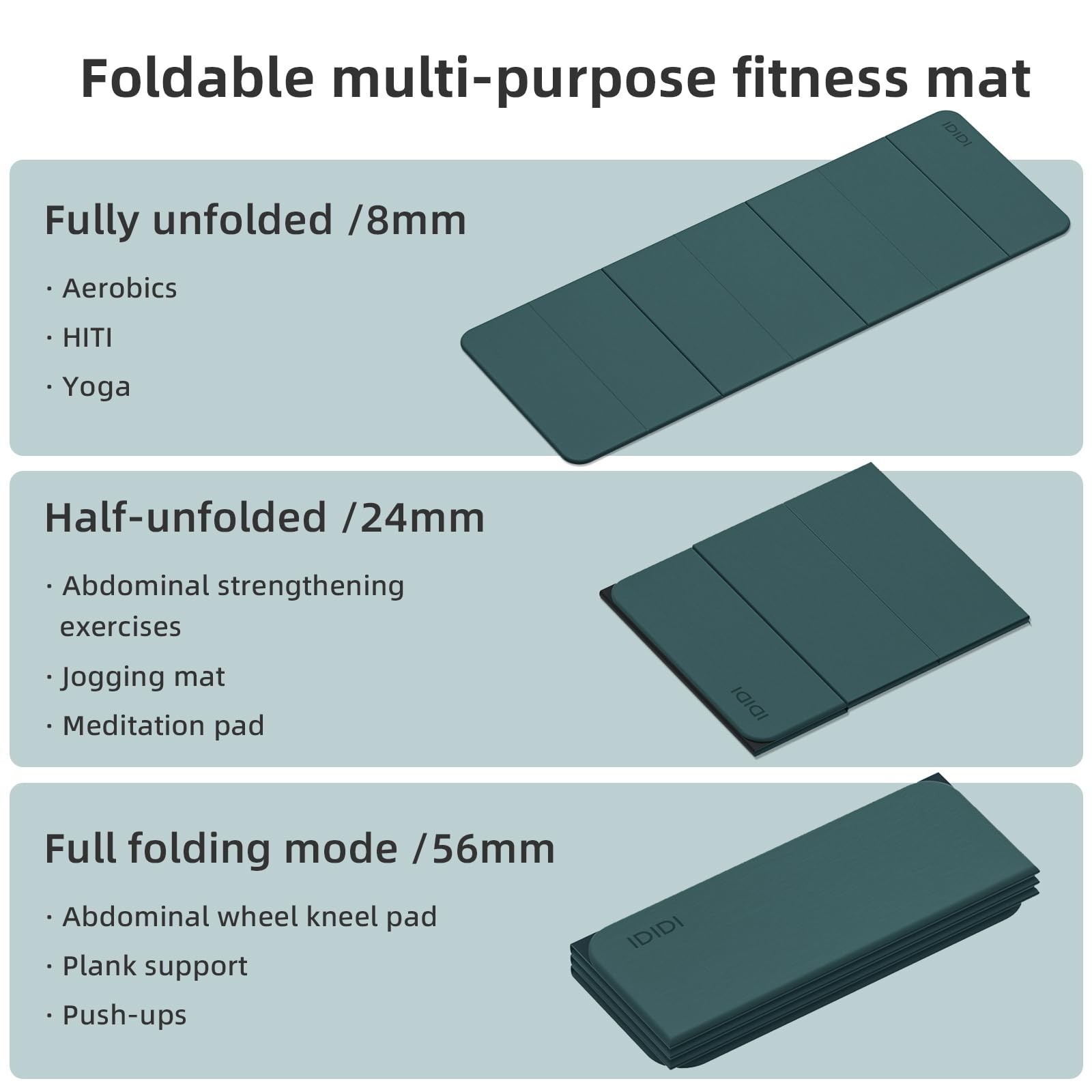 Foldable Yoga Mat Extra Thick 0.32 Inches Eco-Friendly POE Material, Non-Slip…