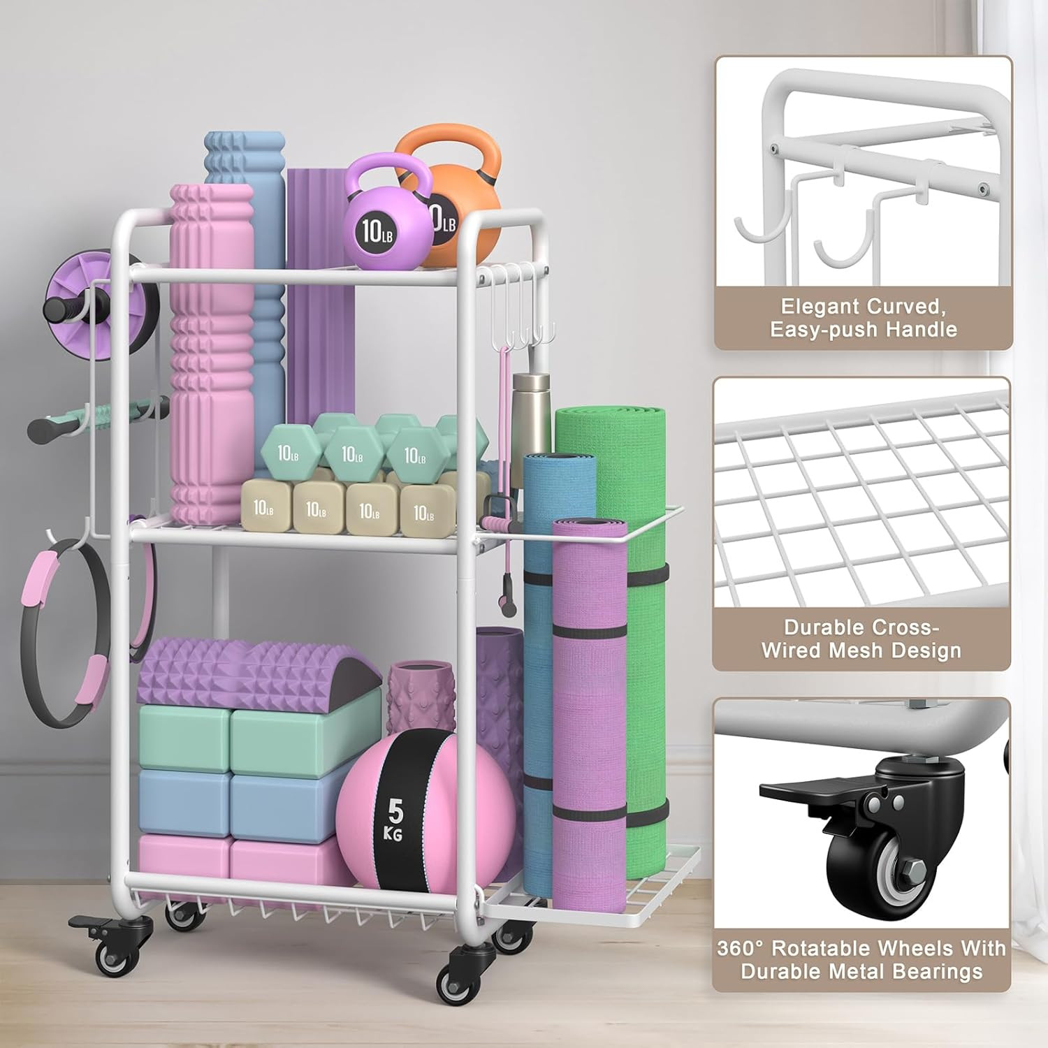 Home Gym Storage Rack – Yoga Mat, Dumbbell & Workout Equipment Organizer