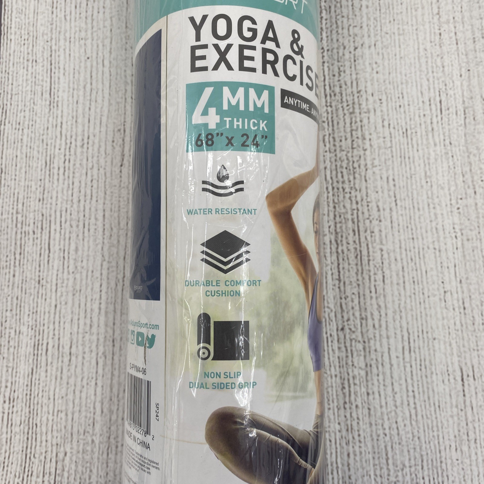 Aduro Sport Yoga Mat Blue 68×24 Gym Workout Fitness Thick Travel Pilates 4MM