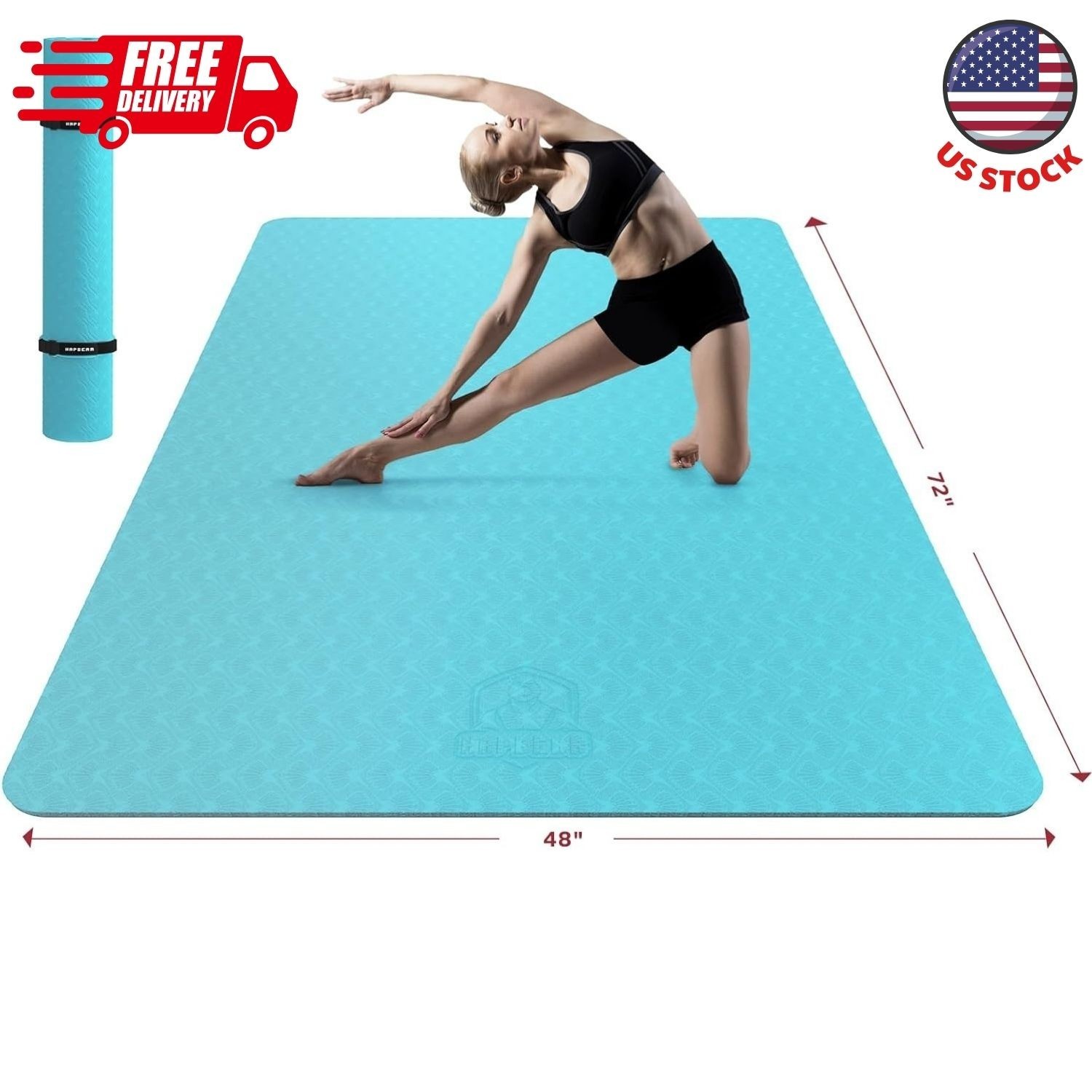 Extra Large Yoga Mat – 72″x48″, 1/4″ Thick, Non-Slip, Durable, Eco-Friendly