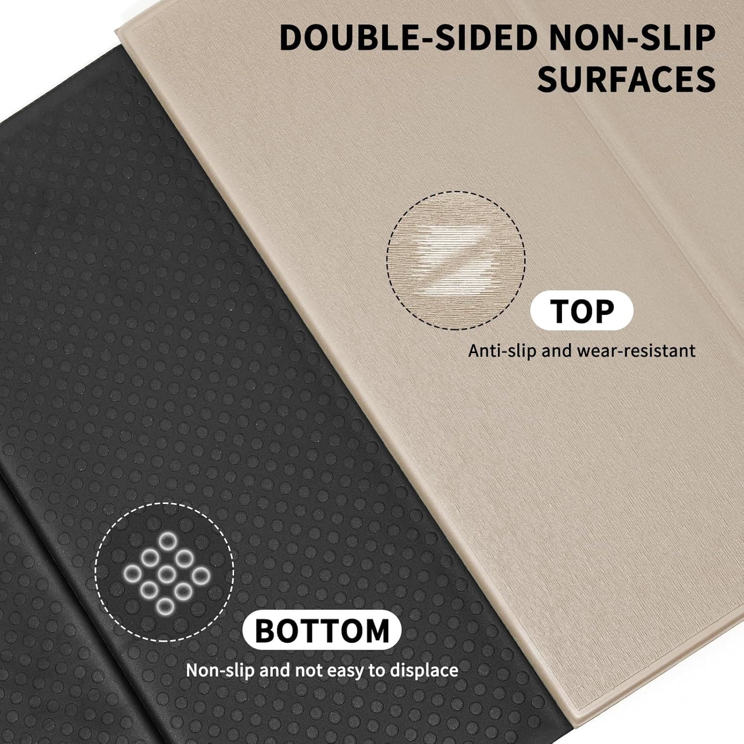 Foldable Extra Large Yoga Mat 74″×31.5″, 8Mm Double-Sided Non Slip Lightweight F