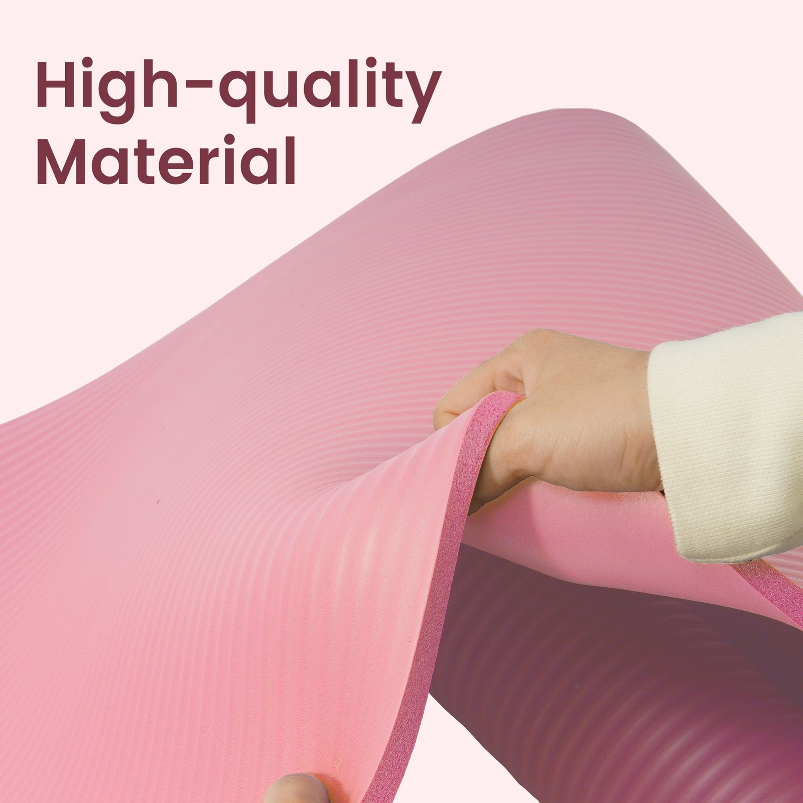 Fitvids 1/2″ Thick High Density Exercise Yoga Mat, Carrying Strap Pink(Open Box)