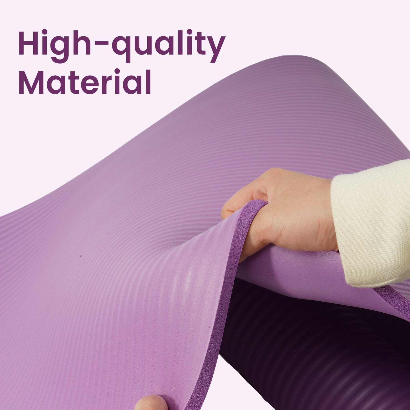 Fitvids 1/2″ Thick High Density Exercise Yoga Mat, Carrying Strap, Purple (Used)