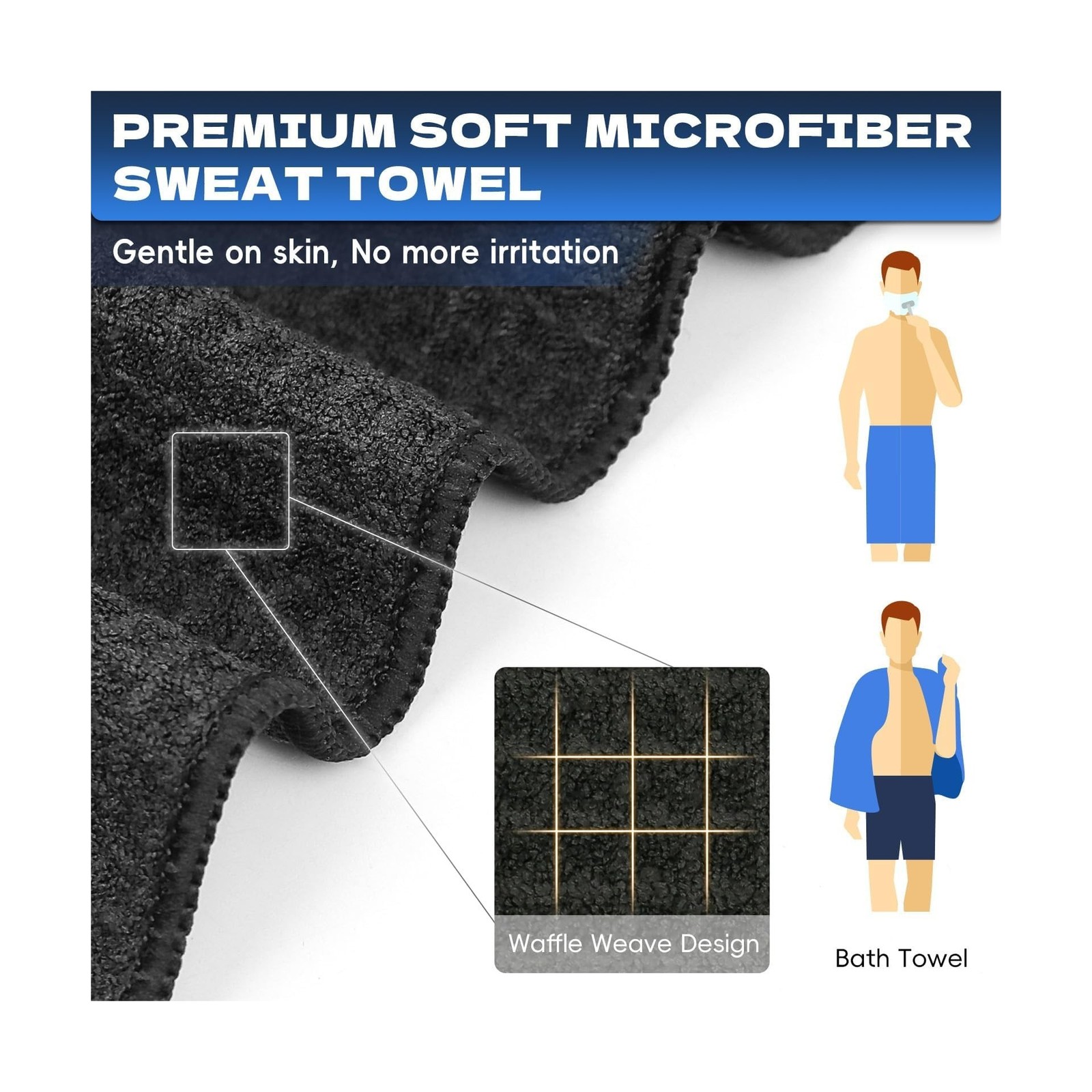 Microfiber Gym Towels for Showering Working Out Quick Dry Negative ions Large…
