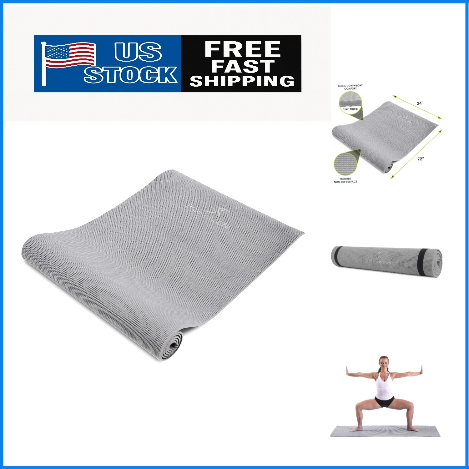 ¼” Thick Yoga Mat – Non-Slip Grip & Portable Design, Multiple Colors