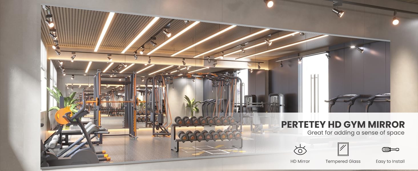 Home Gym Mirror, 48X24 Inch(Each)-2Pack Large Frameless Tempered Glass Full Body