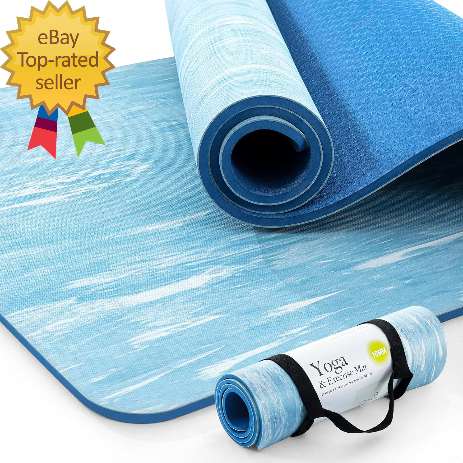 Extra Thick Yoga Mat 2/5 Inch (10MM) Natural Rubber and TPE Non Slip Yoga Mats w