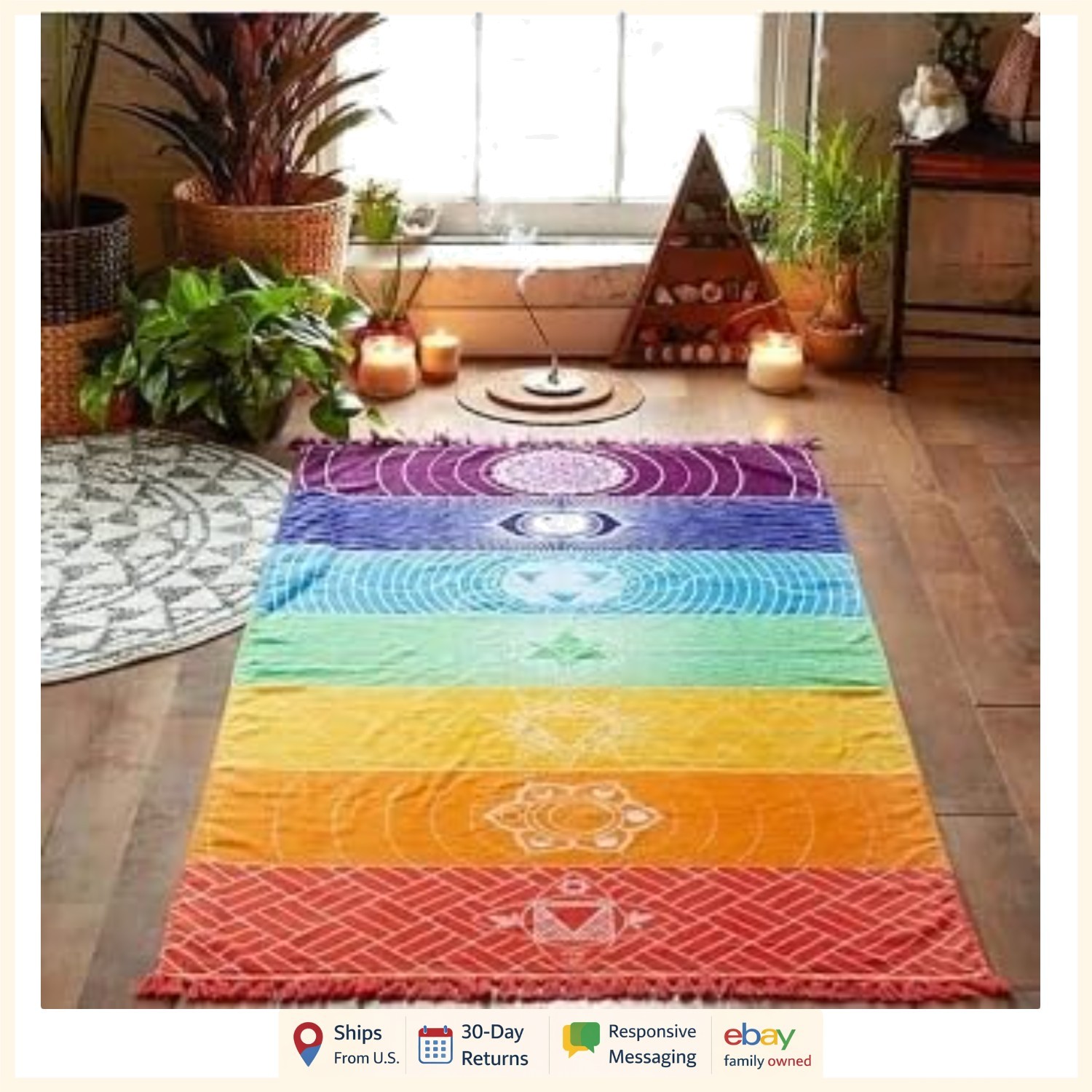 Polyester Rainbow Yoga Mat, Stylish Shawl and Beach Cover-Up for All Practices