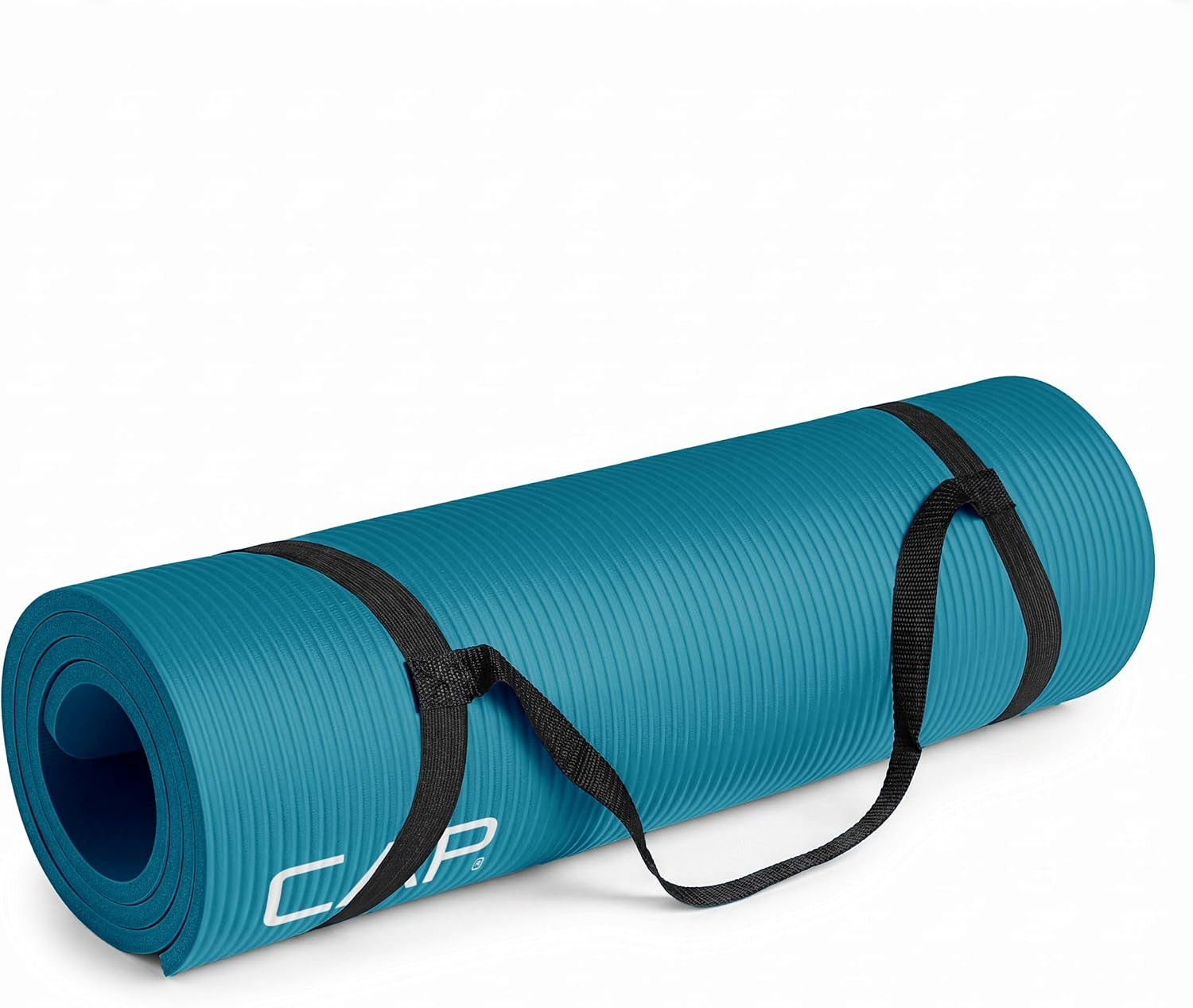 CAP Barbell 1/2-Inch High Density Exercise Yoga Mat with Strap | Multiple Option