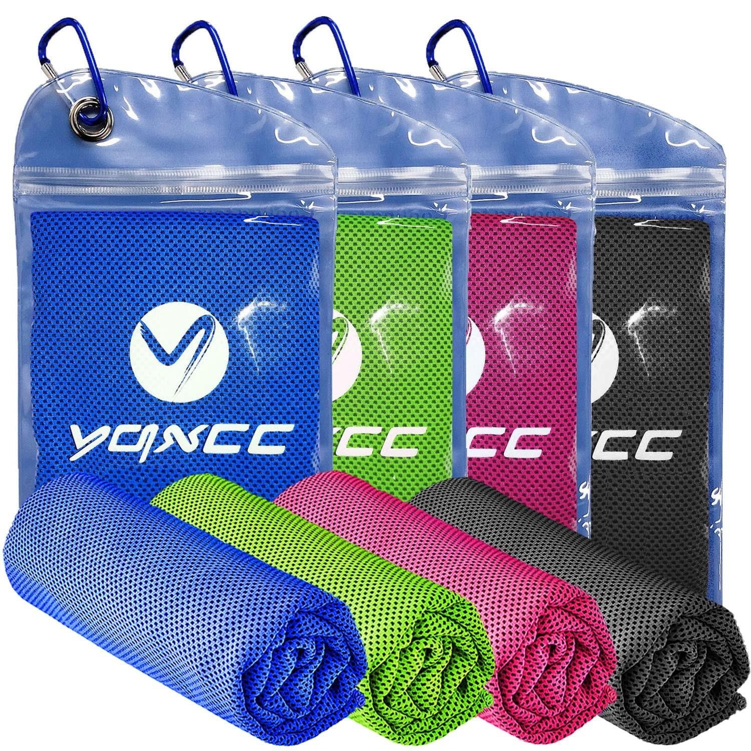 YQXCC 4 Pack Cooling Towel(47″x12″)Ice Cool for Neck, Microfiber Soft Breathable