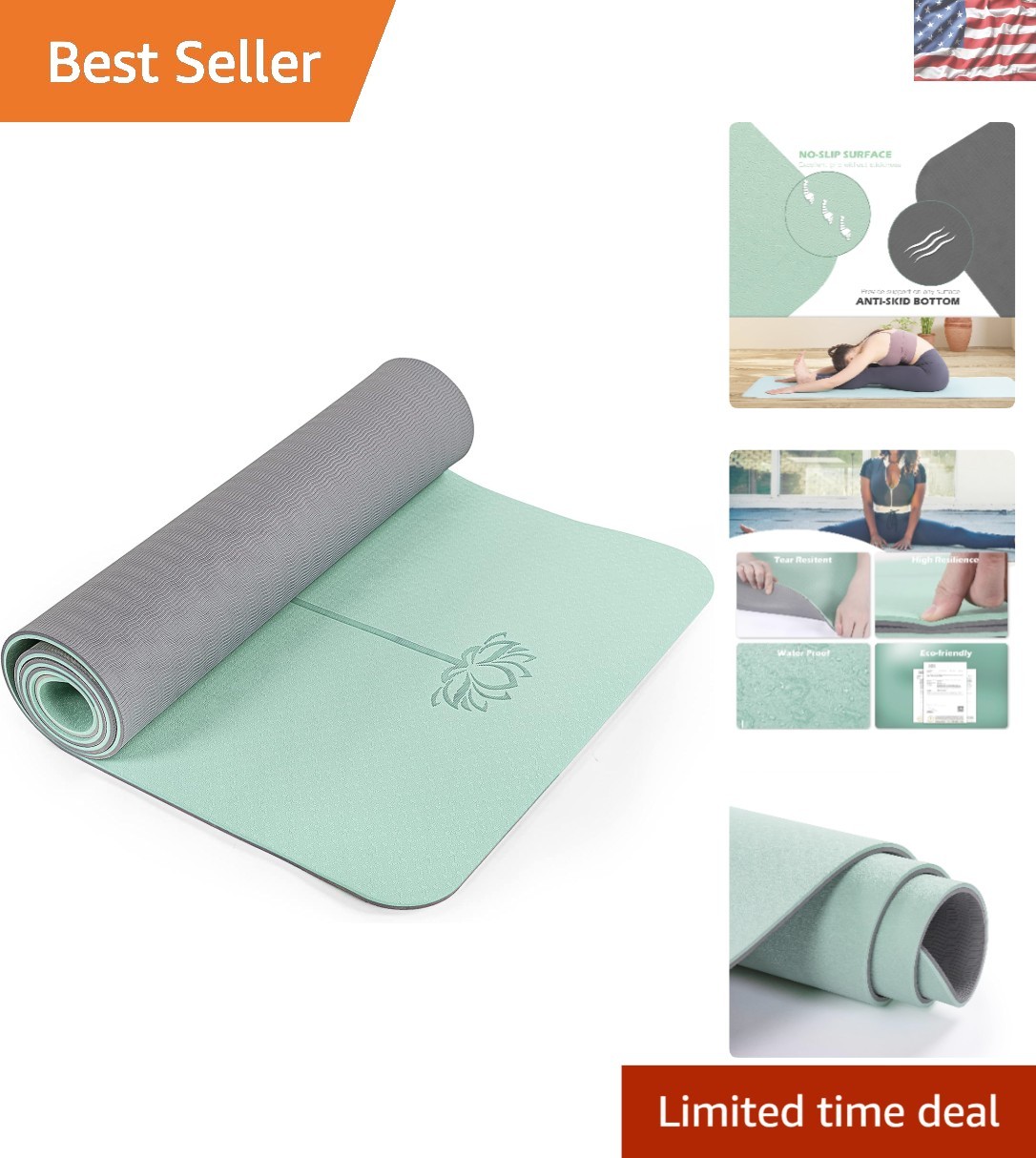Thick Anti-Tear Yoga Mat 1/4″ – Non-Slip Fitness Mat with Eco-Friendly Design