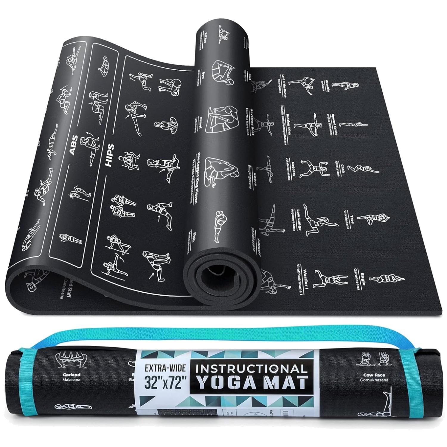 Illustrated Yoga Mat with 75 Poses + Exercises