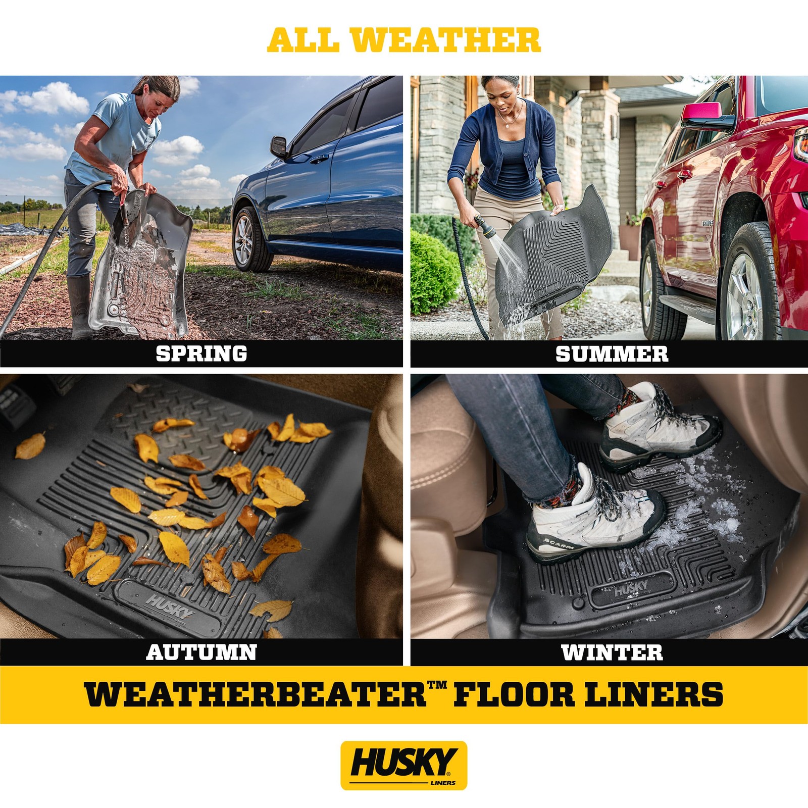 Husky Liners Front Row Black Floor Mats All Weather Durable Precision Fit