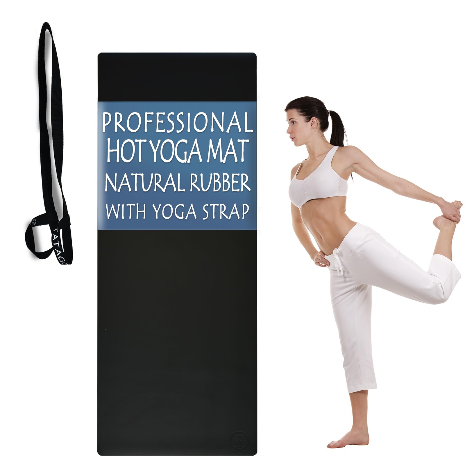 Hot Yoga Mat Non Slip-72 inch Professional Grade Natural Rubber Yoga Mat, Pli…