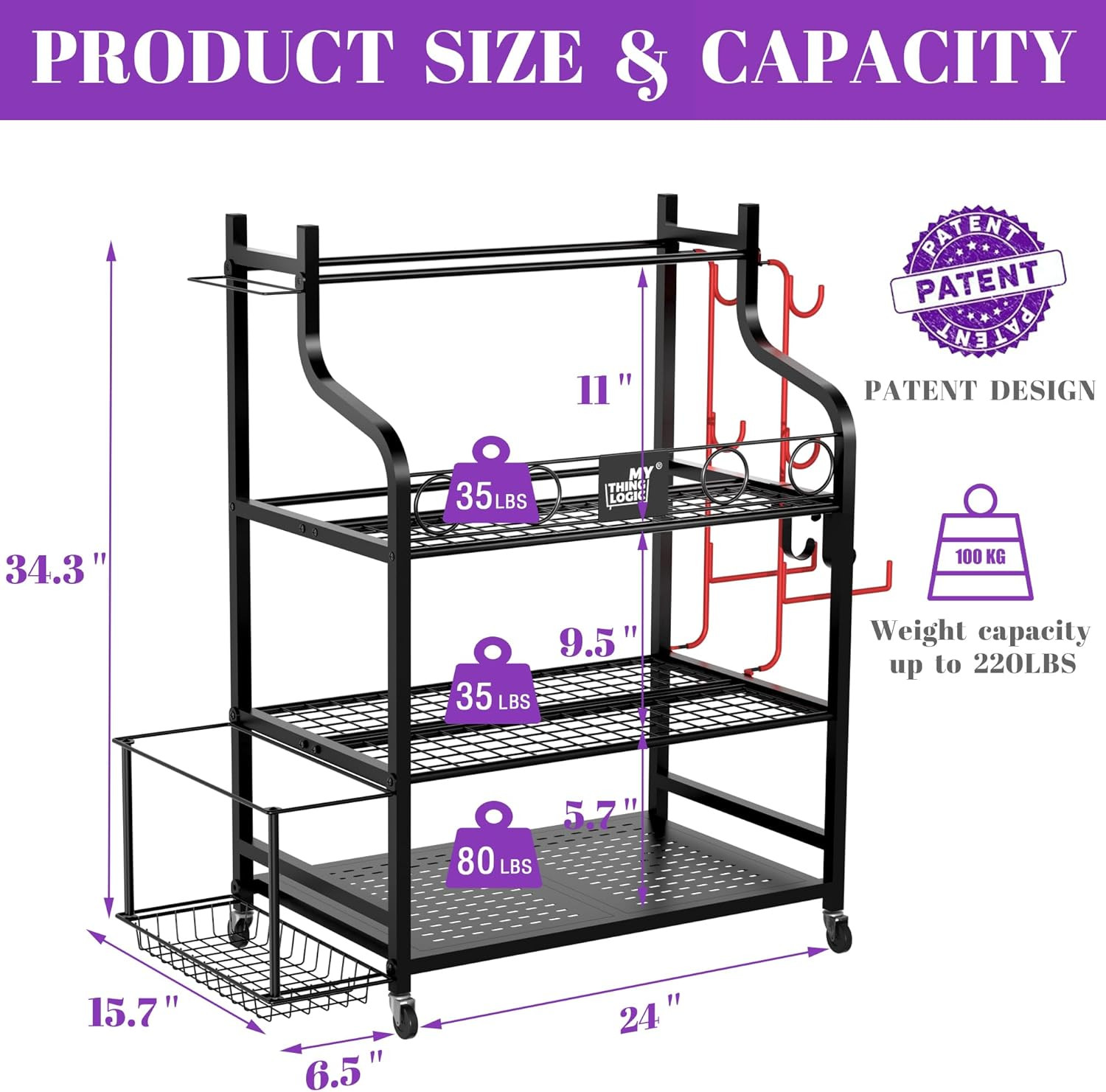 Yoga Mat Storage Racks,Home Gym Storage Rack for Dumbbells Kettlebells Foam Roll