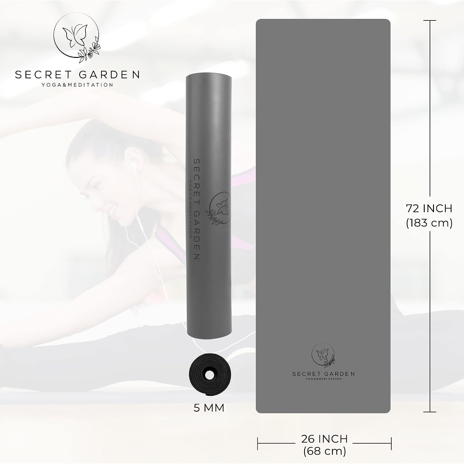 Blossom Non-Slip Yoga Mat – 5mm Thick for Yoga, Pilates & Meditation