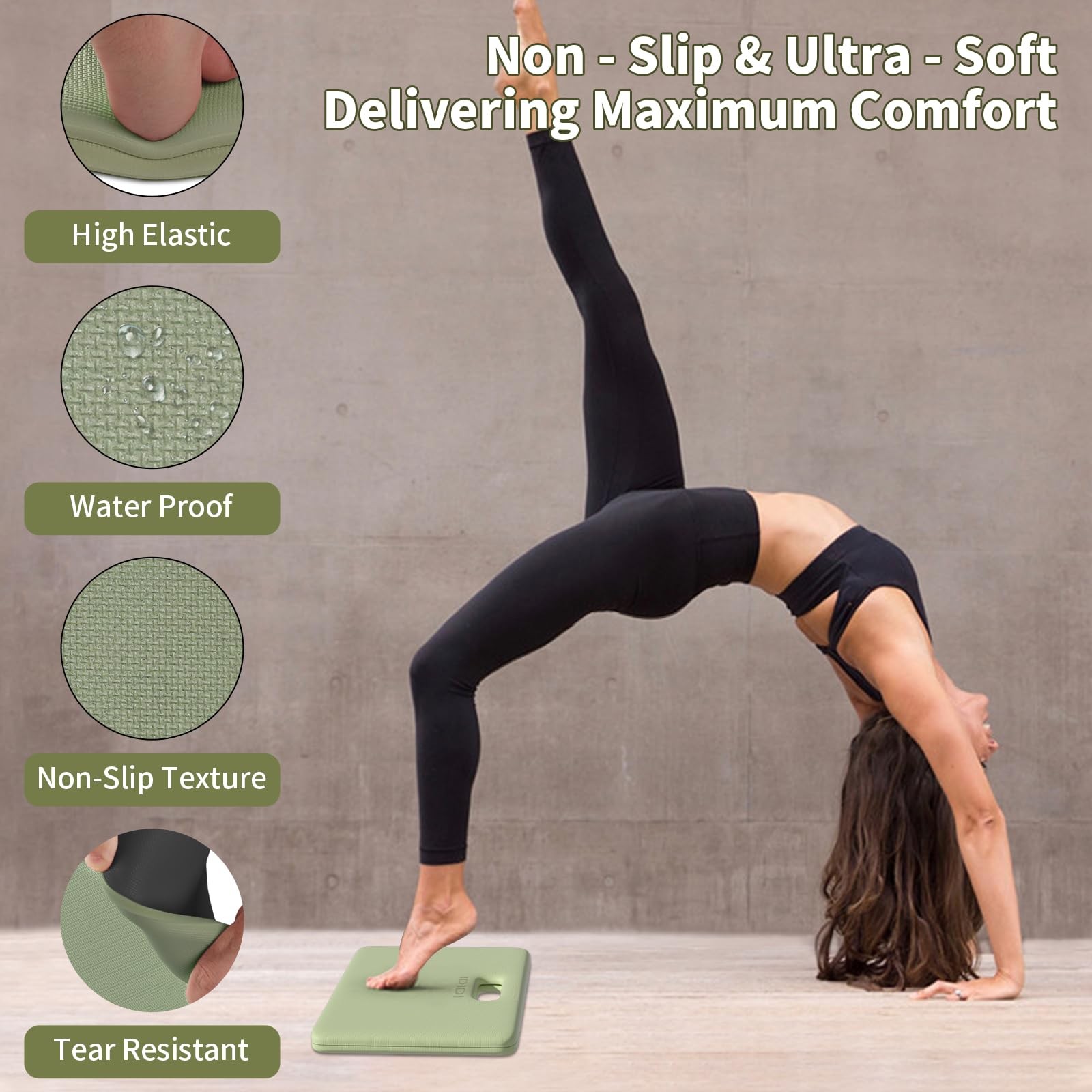 Foldable Yoga Knee Pads Cushion Mat 12x17x1 Inch Non Slip Handle Support