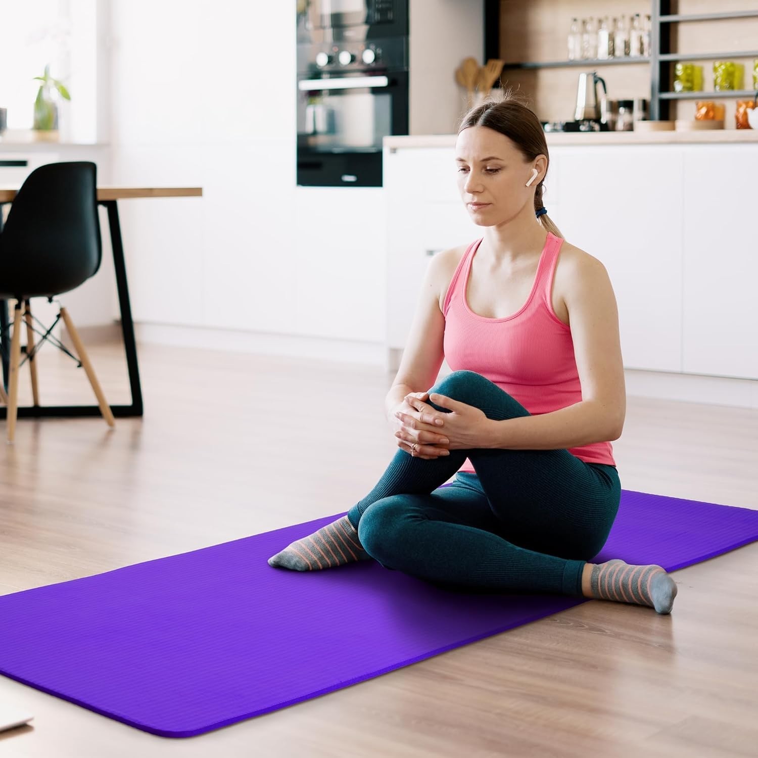 High Density Extra Thick Yoga Mat with Strap – Superior Comfort & Safety