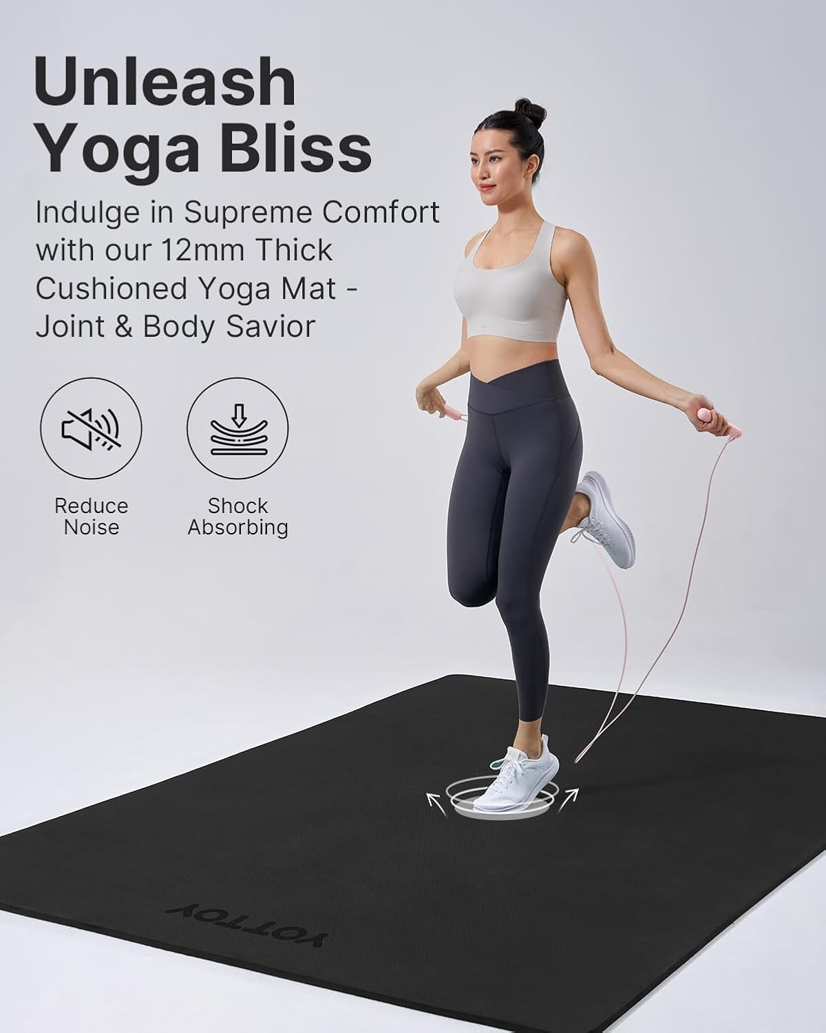 Large Yoga Mat (75 * 52 * 1/2Inch),Extra Wide TPE Exercise Mat,Non-Slip Workout