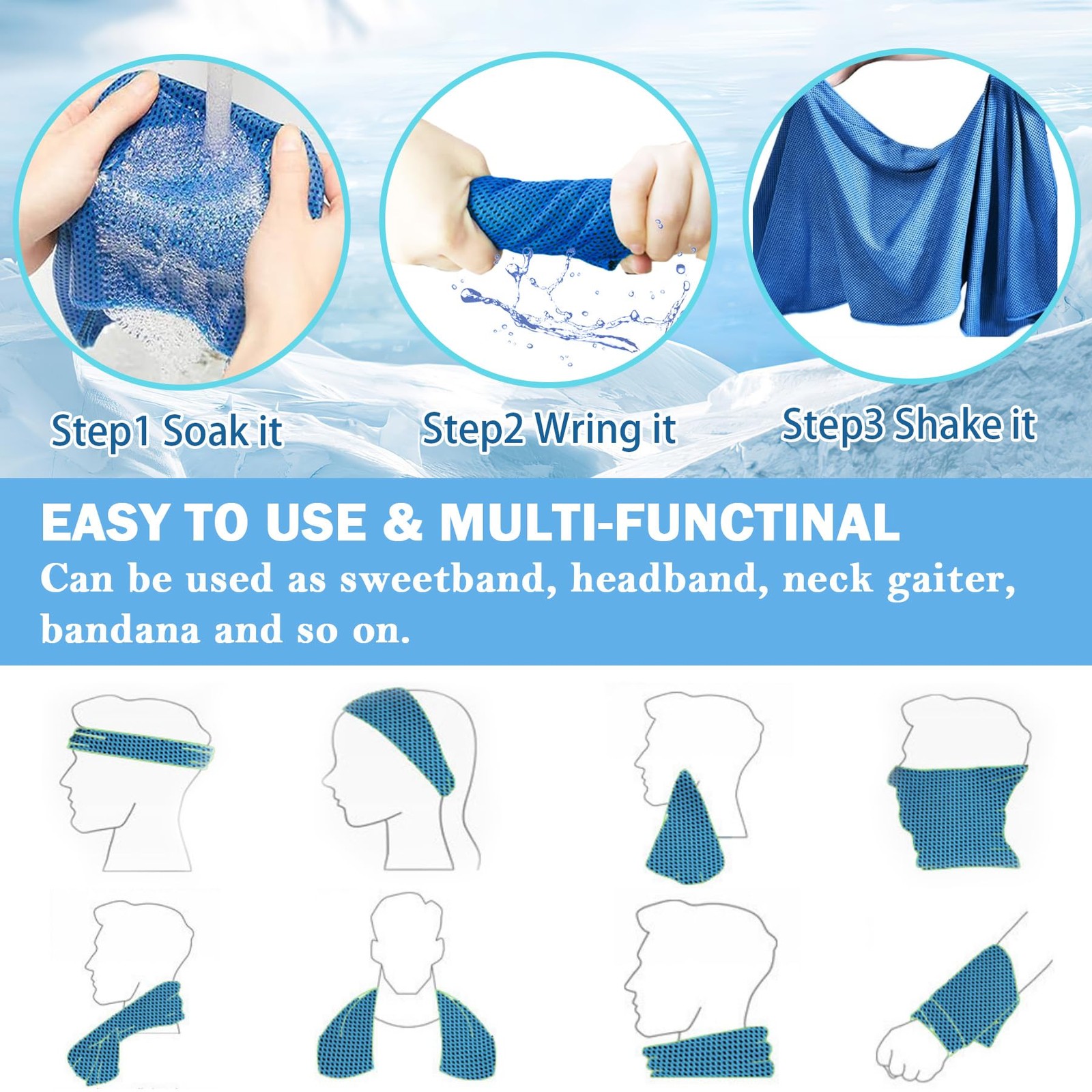 Lydtick 30Pack Cooling Towels For Neck And Face 40X12 Ice Microfiber Cooling