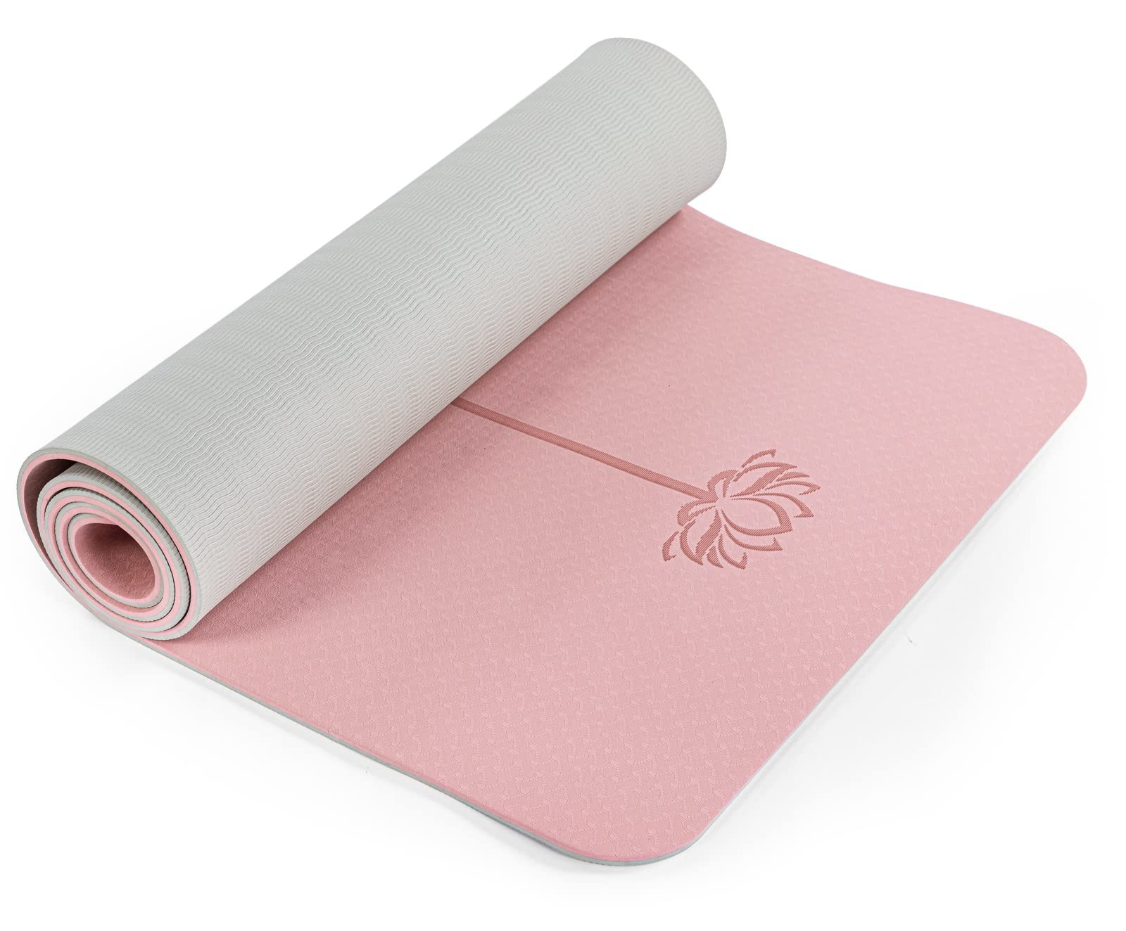 Non Slip, Pilates Fitness Mats, Eco Friendly, 72″x24″, Parfait Pink & Gray